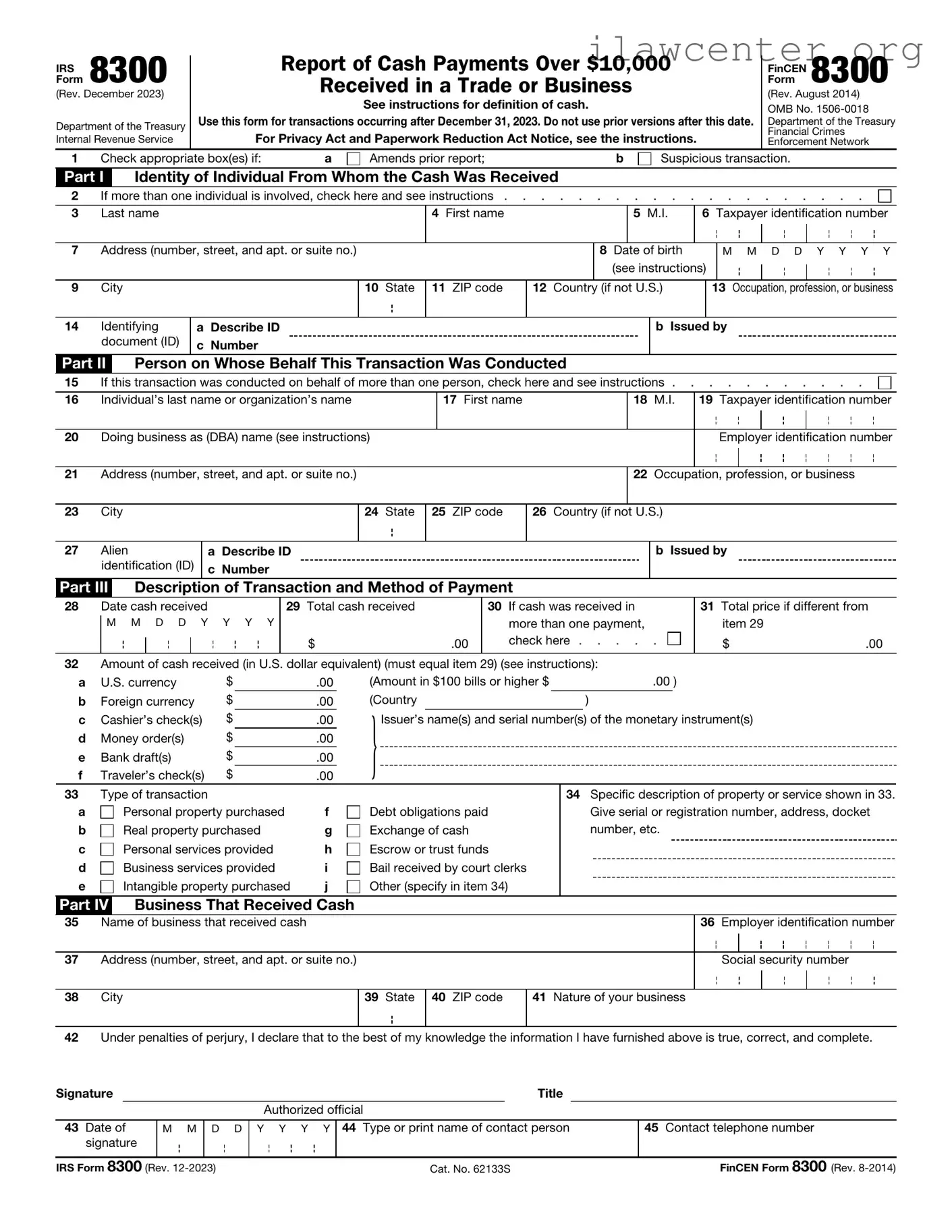 IRS 8300 PDF Template