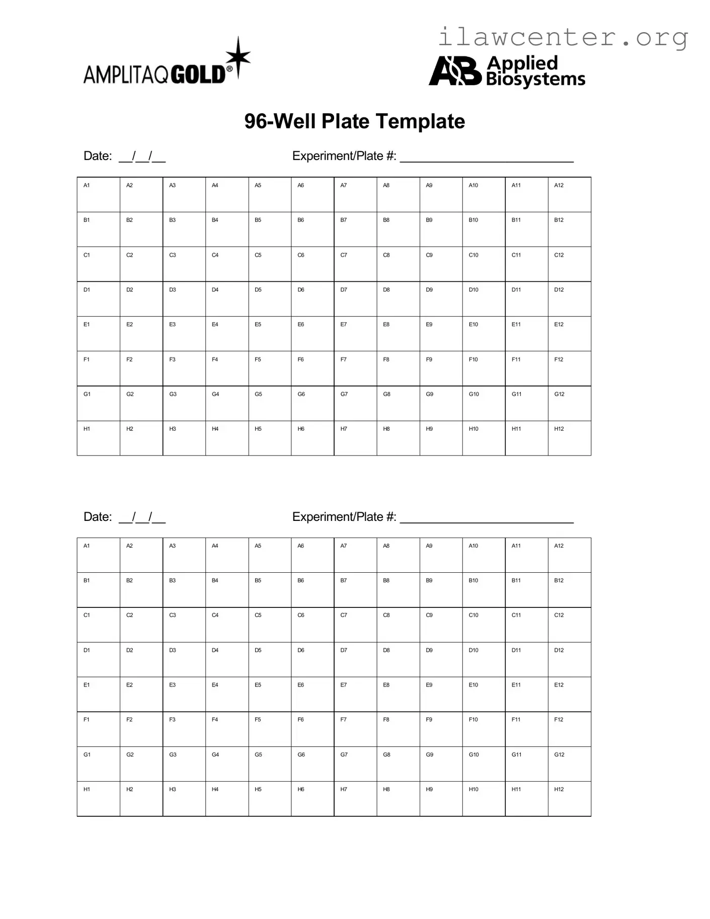96 Well PDF Template
