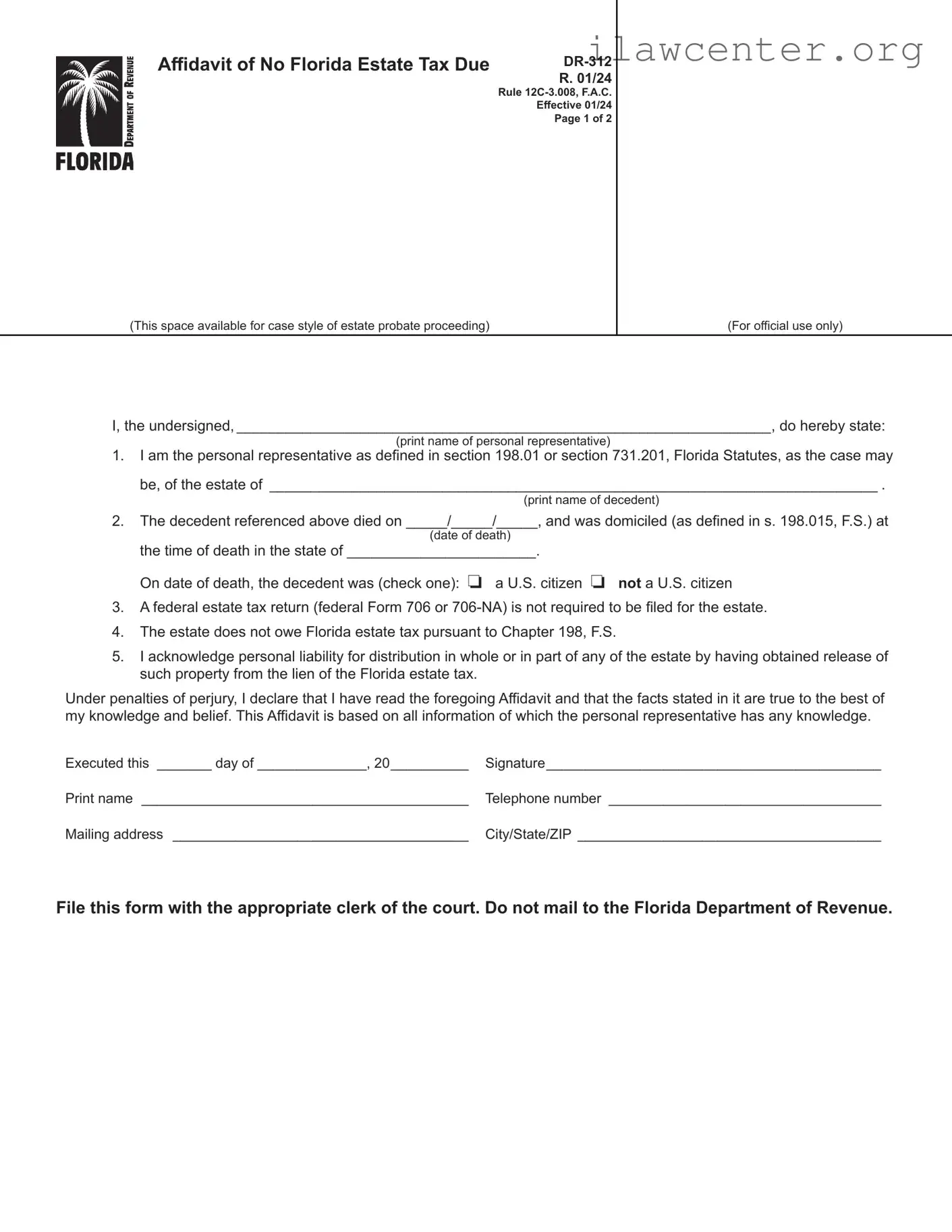 Fl Dr 312 PDF Template