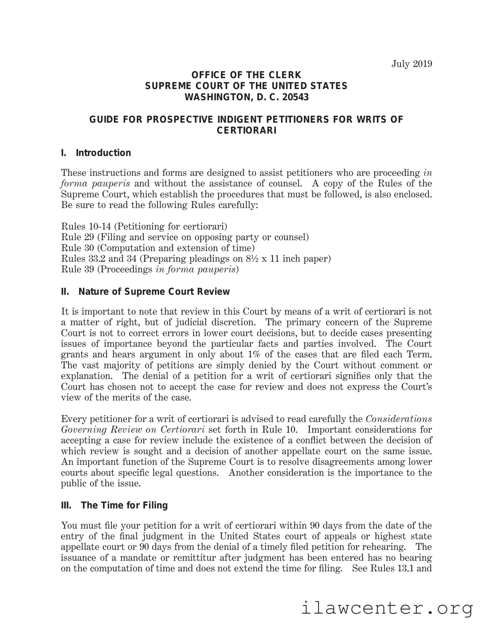Writ Of Certiorari PDF Template