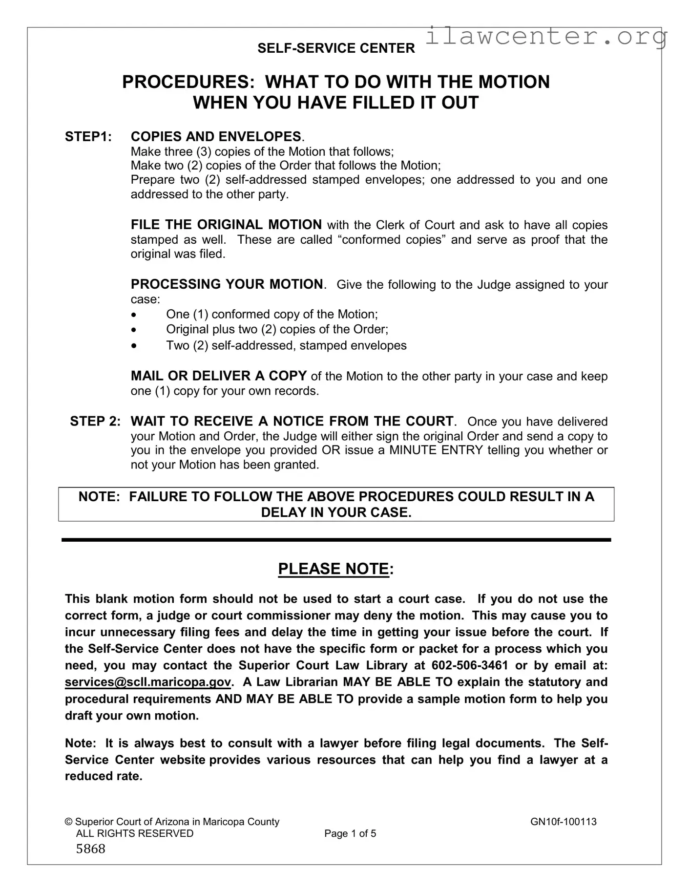 Motion Maricopa County PDF Template