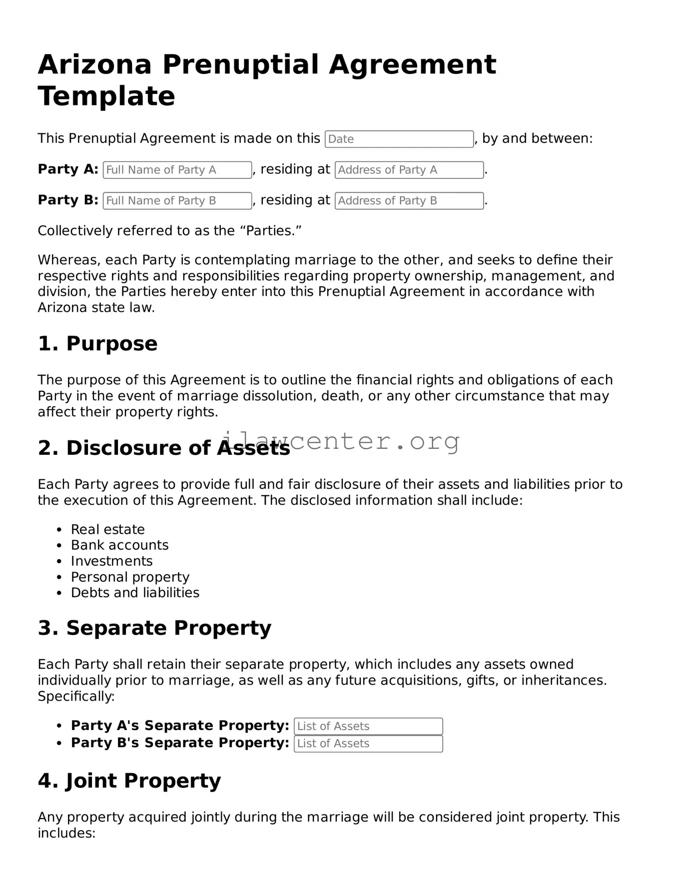 Attorney-Verified  Prenuptial Agreement Document for Arizona