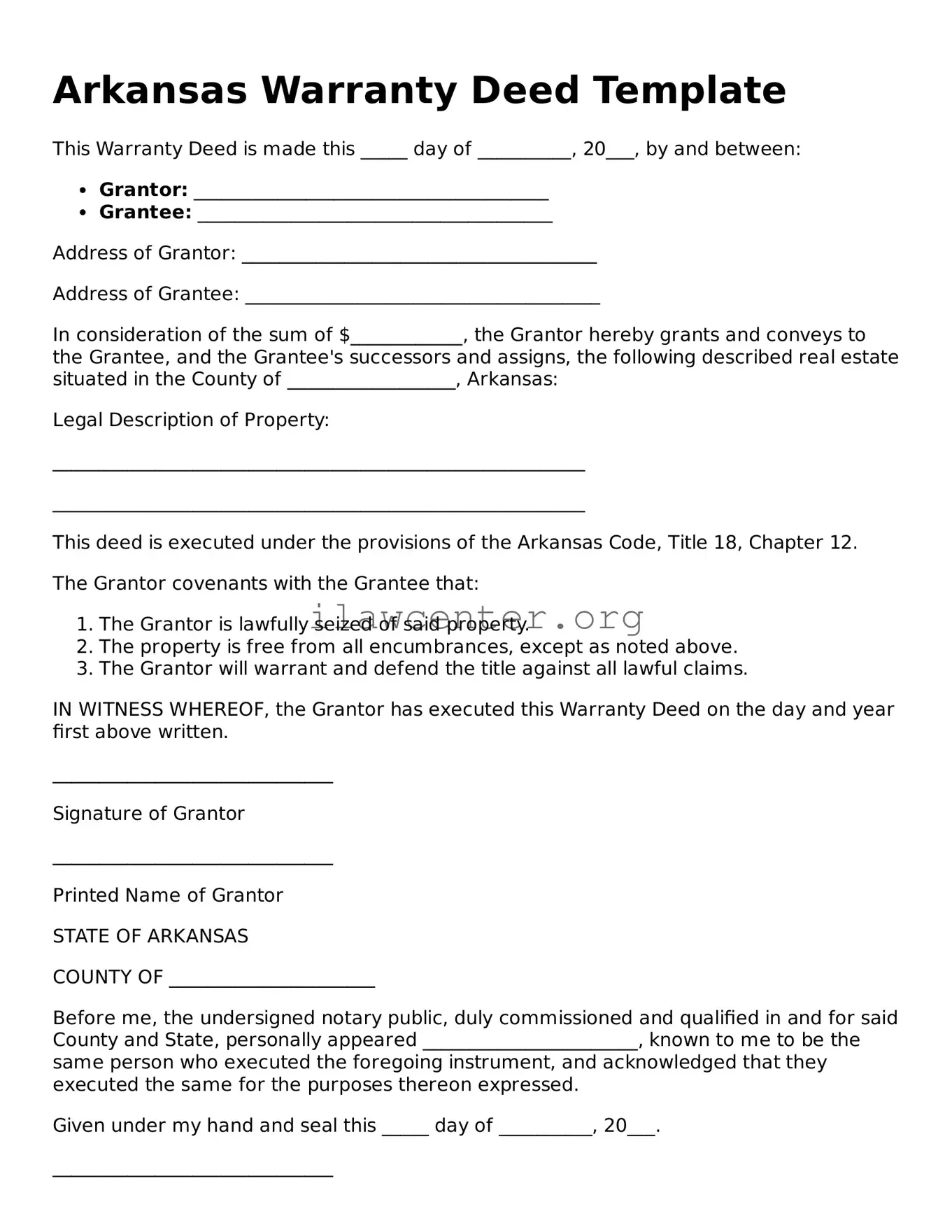 Attorney-Verified  Deed Document for Arkansas