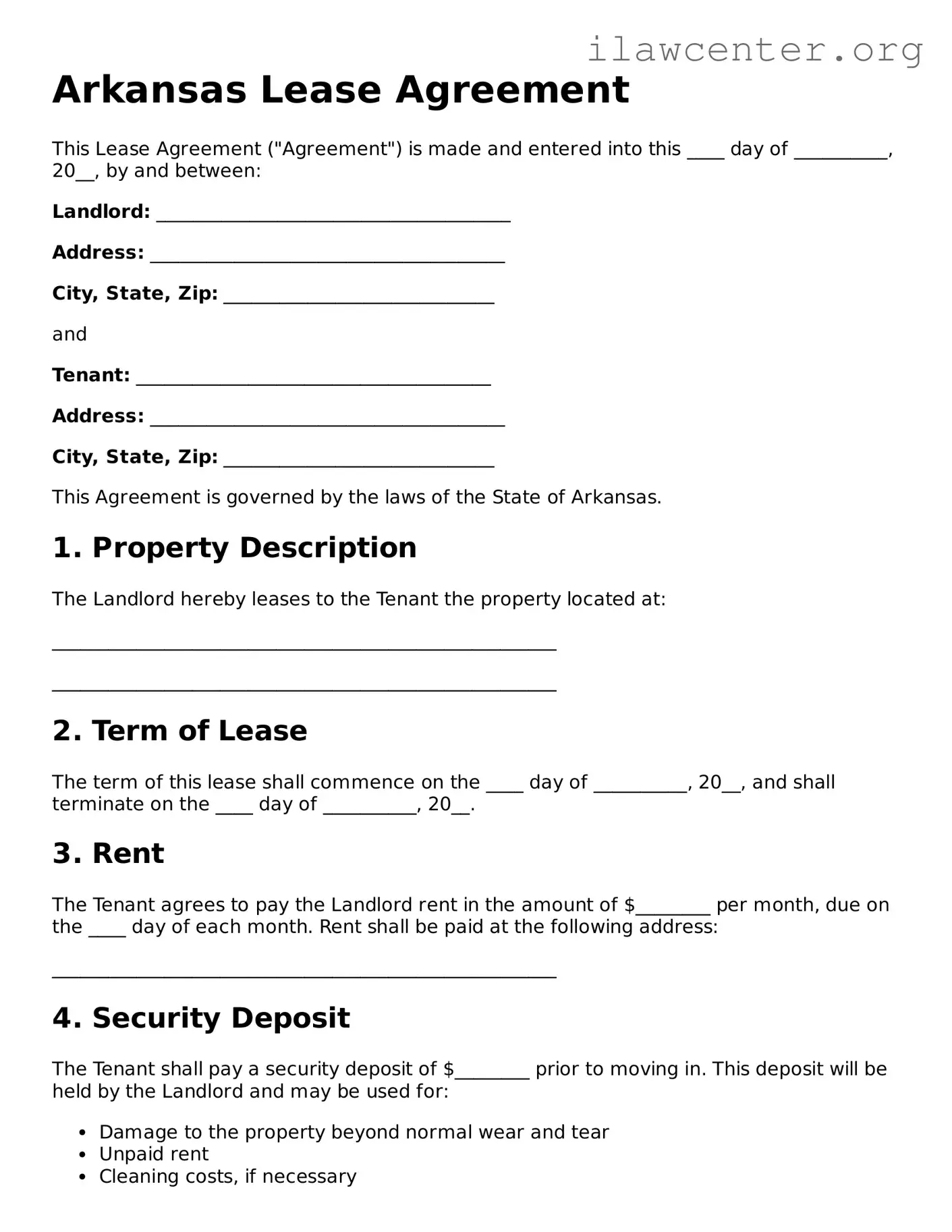 Attorney-Verified  Lease Agreement Document for Arkansas