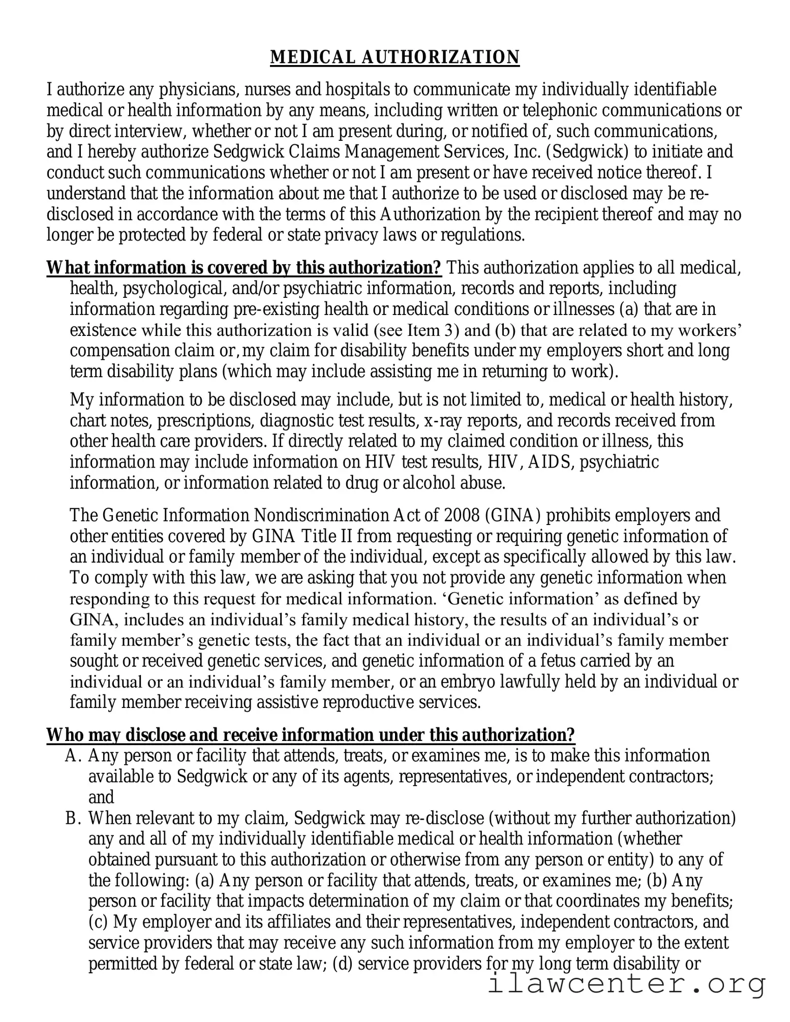 Sedgwick Medical Release PDF Template