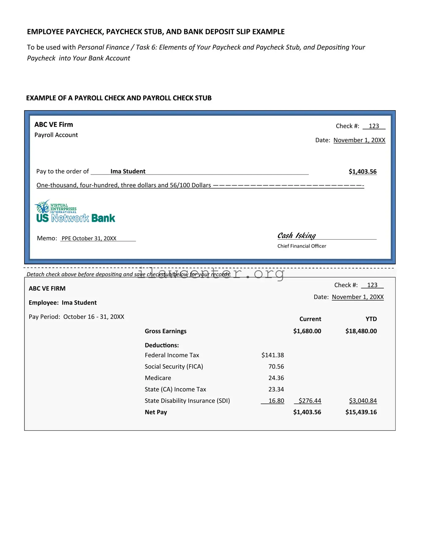 Payroll Check PDF Template