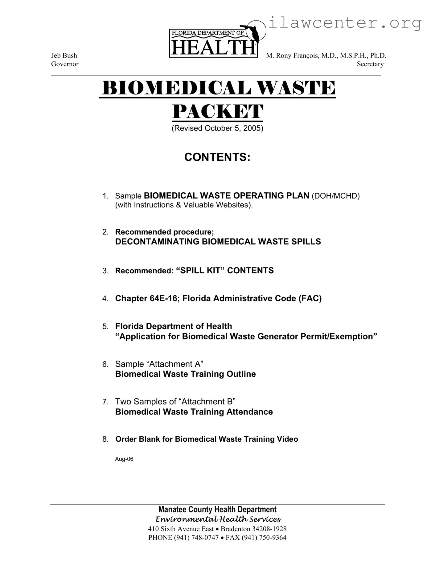 Biomedical Waste Operating Plan PDF Template