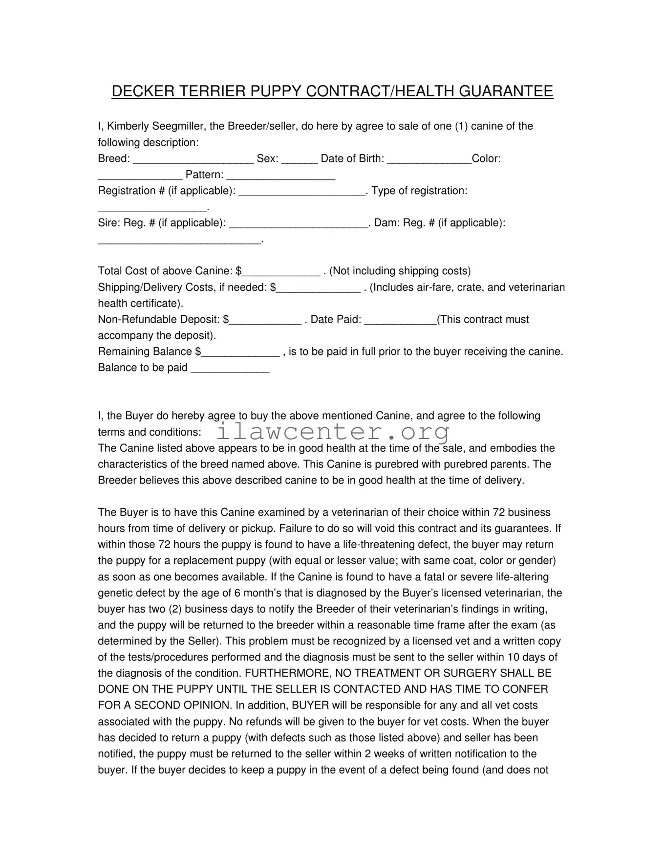Health Guarantee PDF Template
