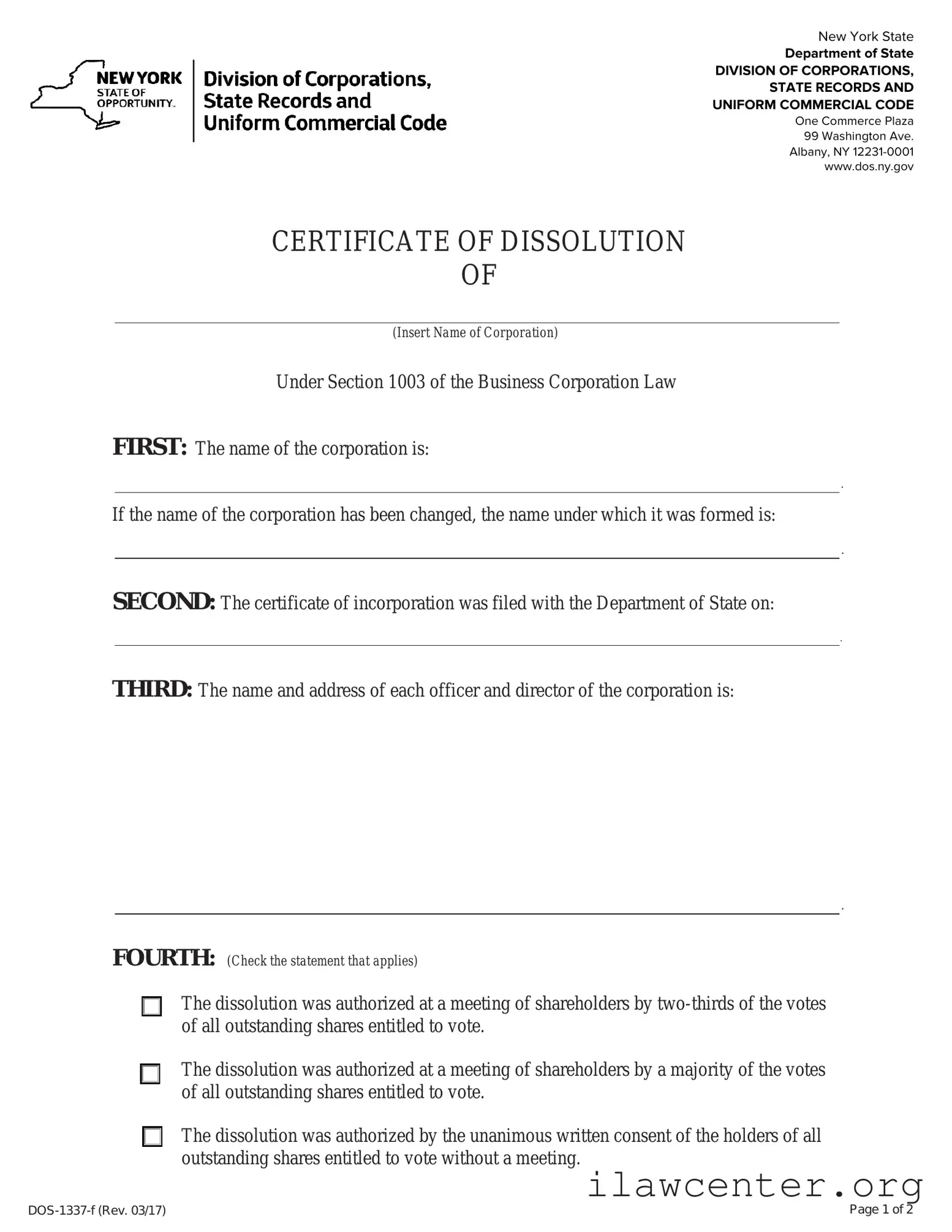 Ny Dissolution Certificate PDF Template
