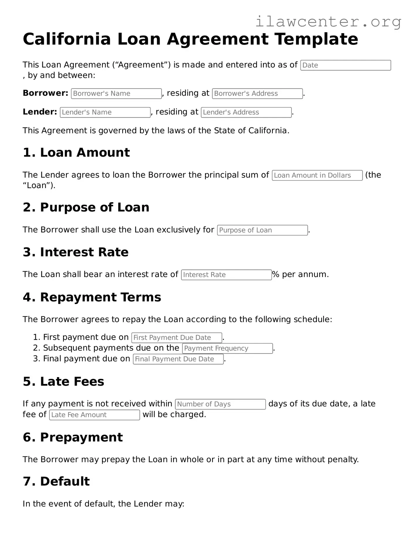 Attorney-Verified  Loan Agreement Document for California