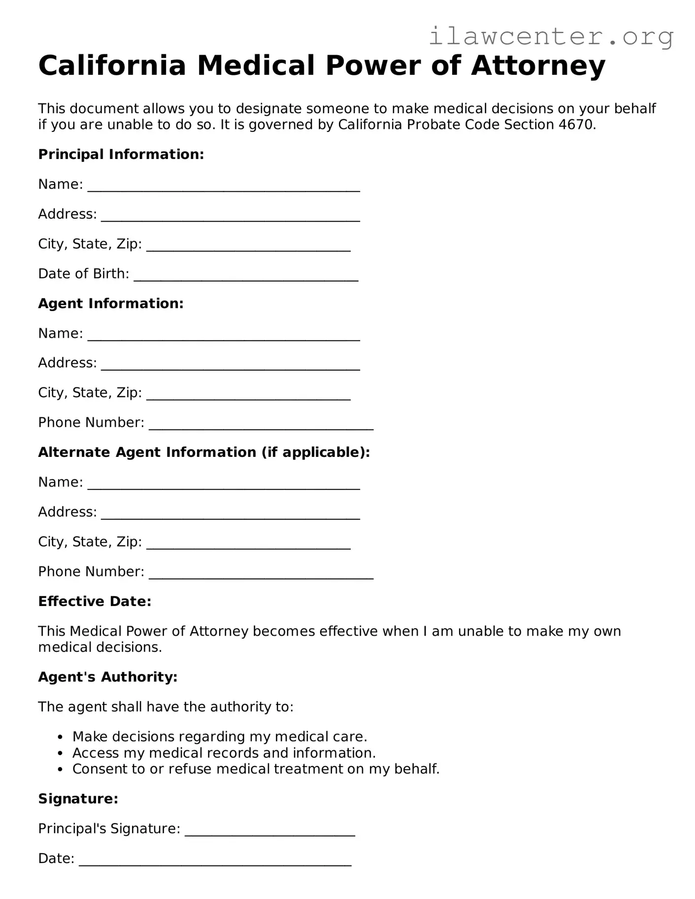 Attorney-Verified  Medical Power of Attorney Document for California