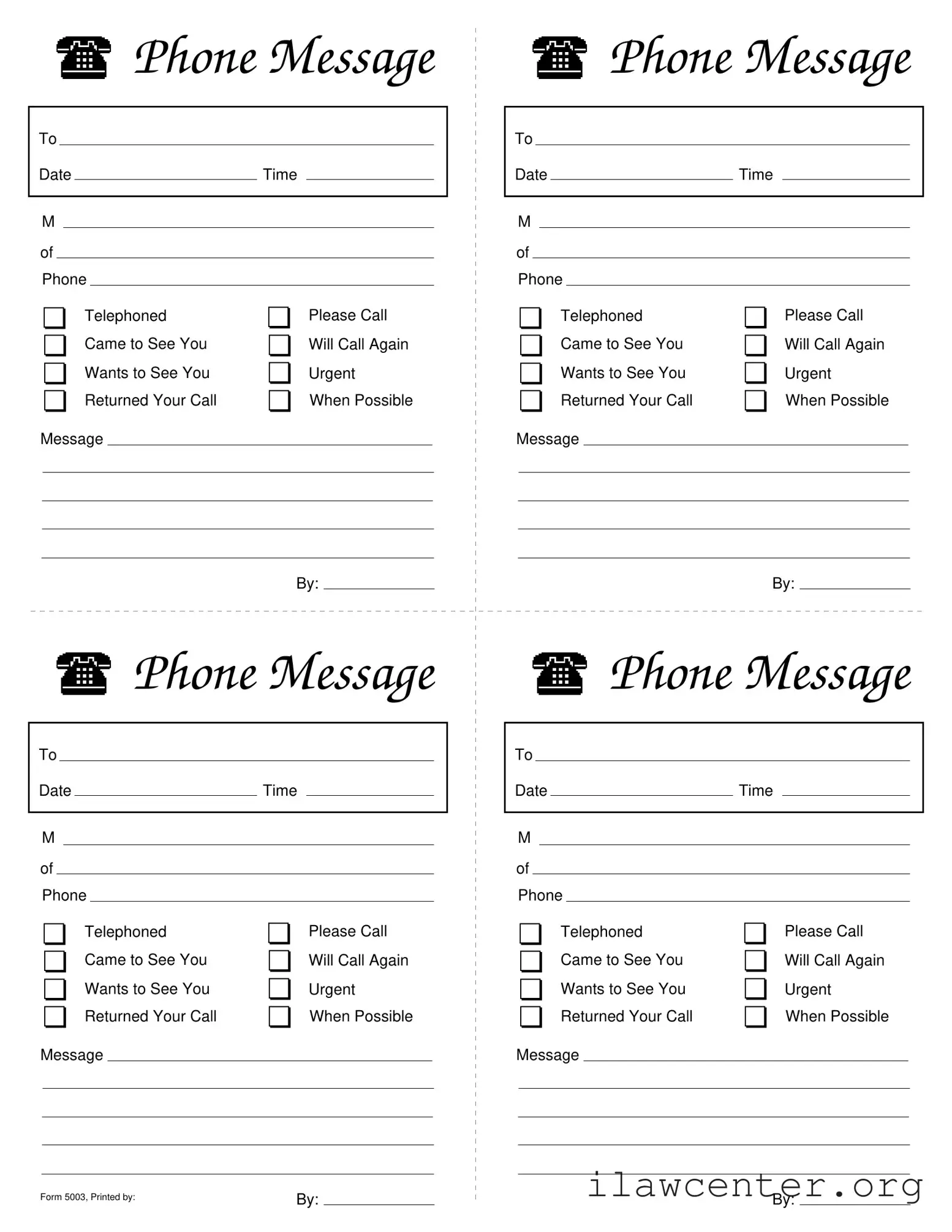 Phone Message Slips PDF Template