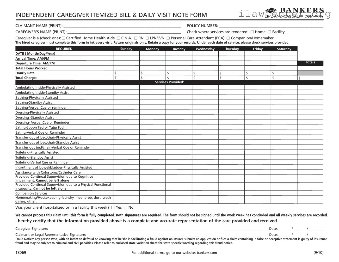 Caregiver Daily Log PDF Template