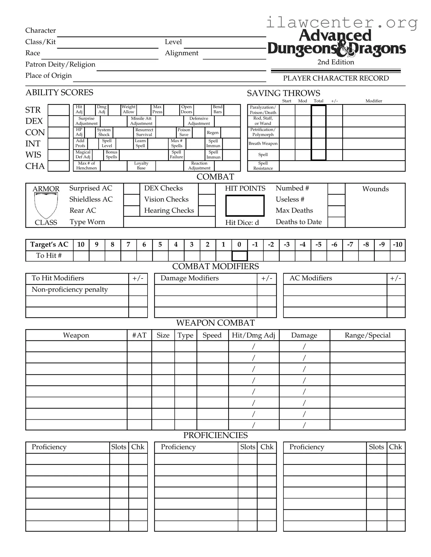 Add Character Sheet PDF Template