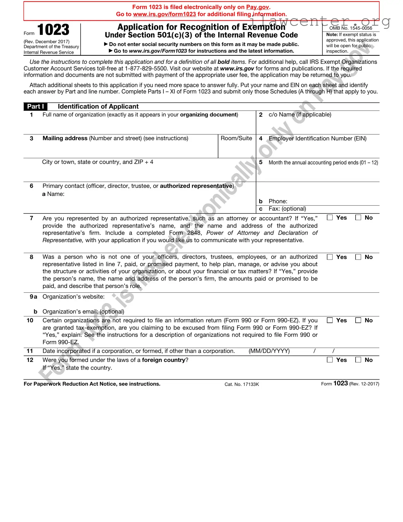 IRS 1023 PDF Template
