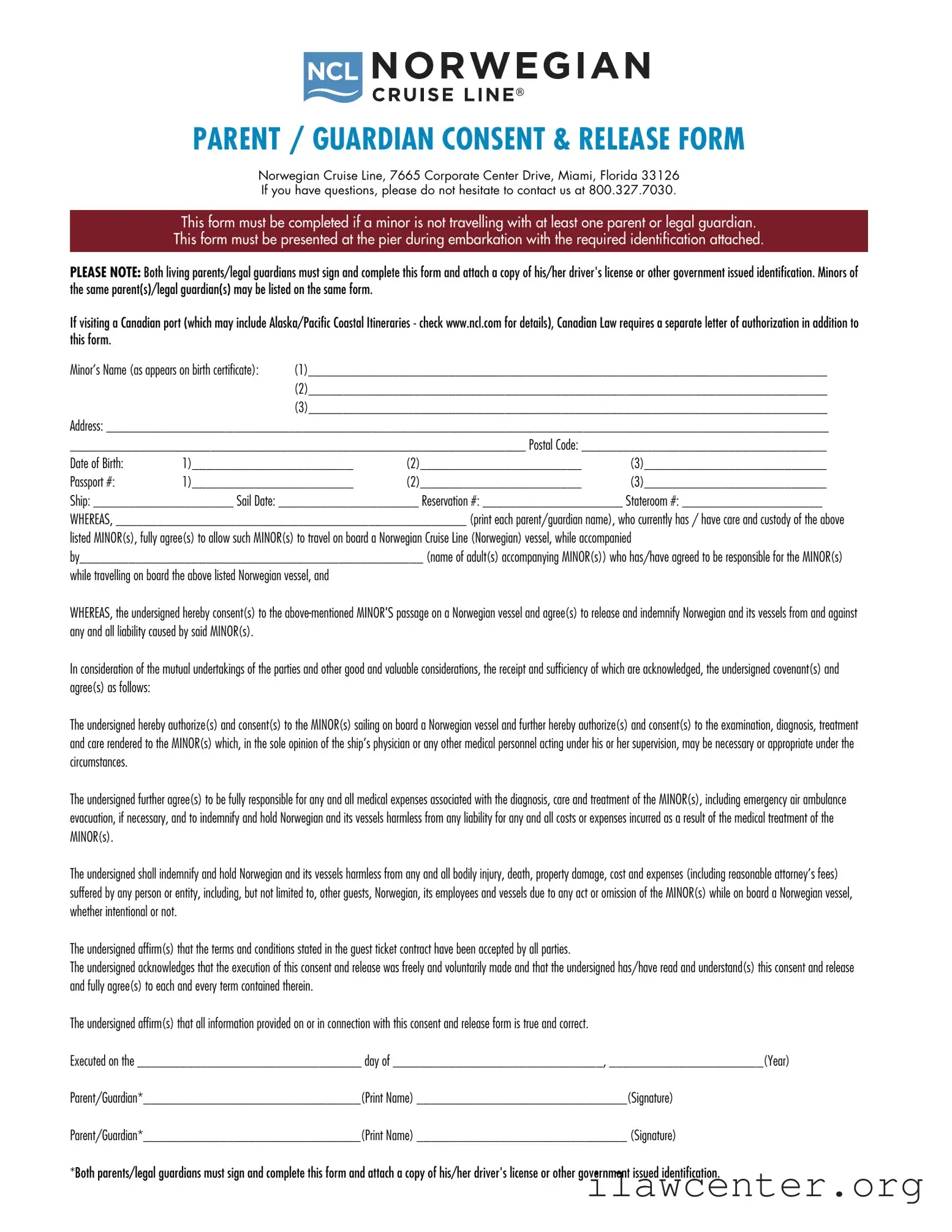 NCL Parental Consent PDF Template