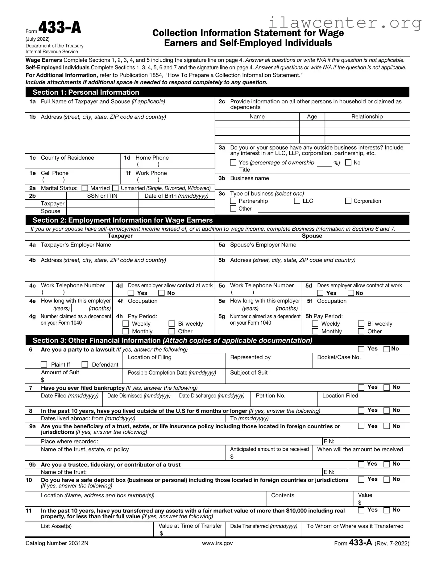 IRS 433-A PDF Template