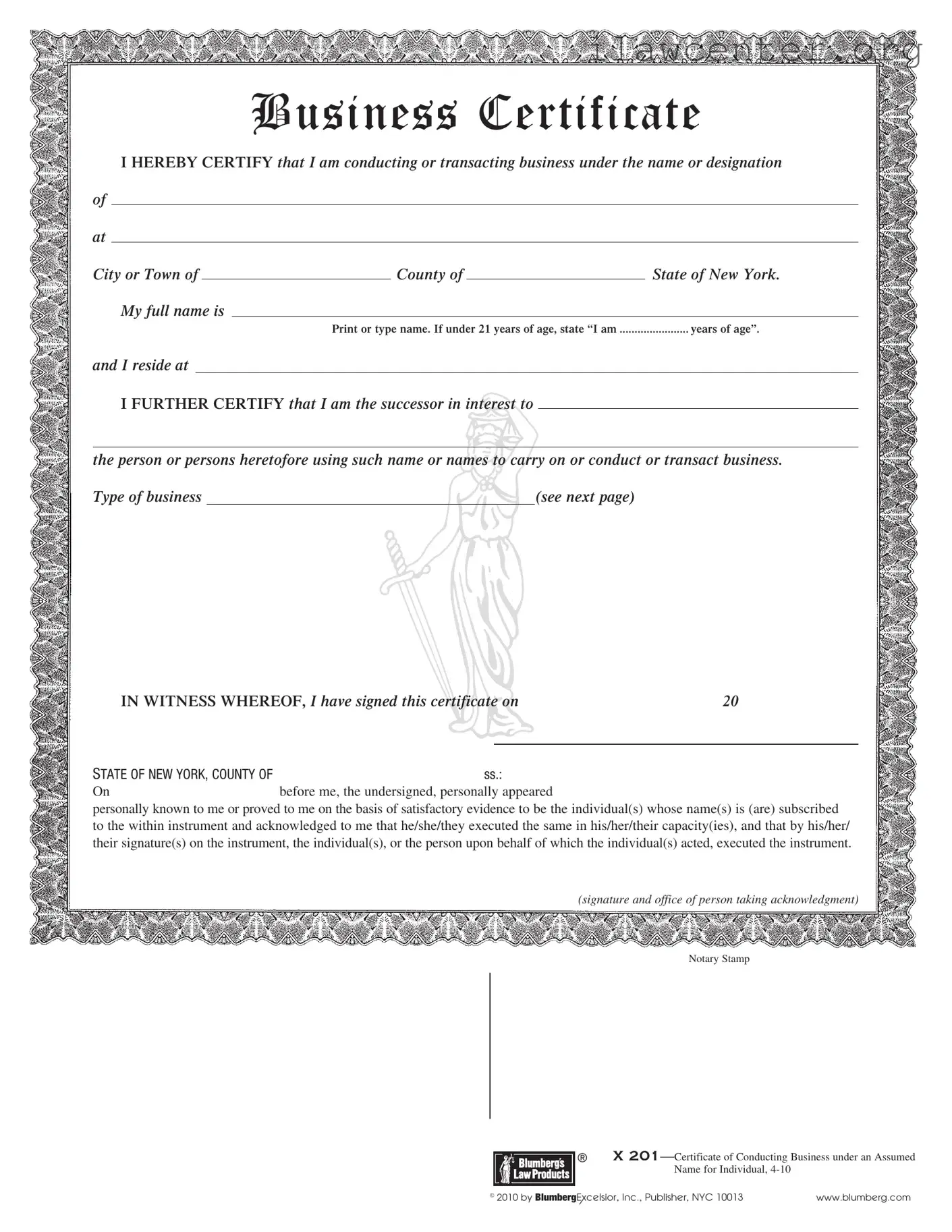 Business Certificate PDF Template