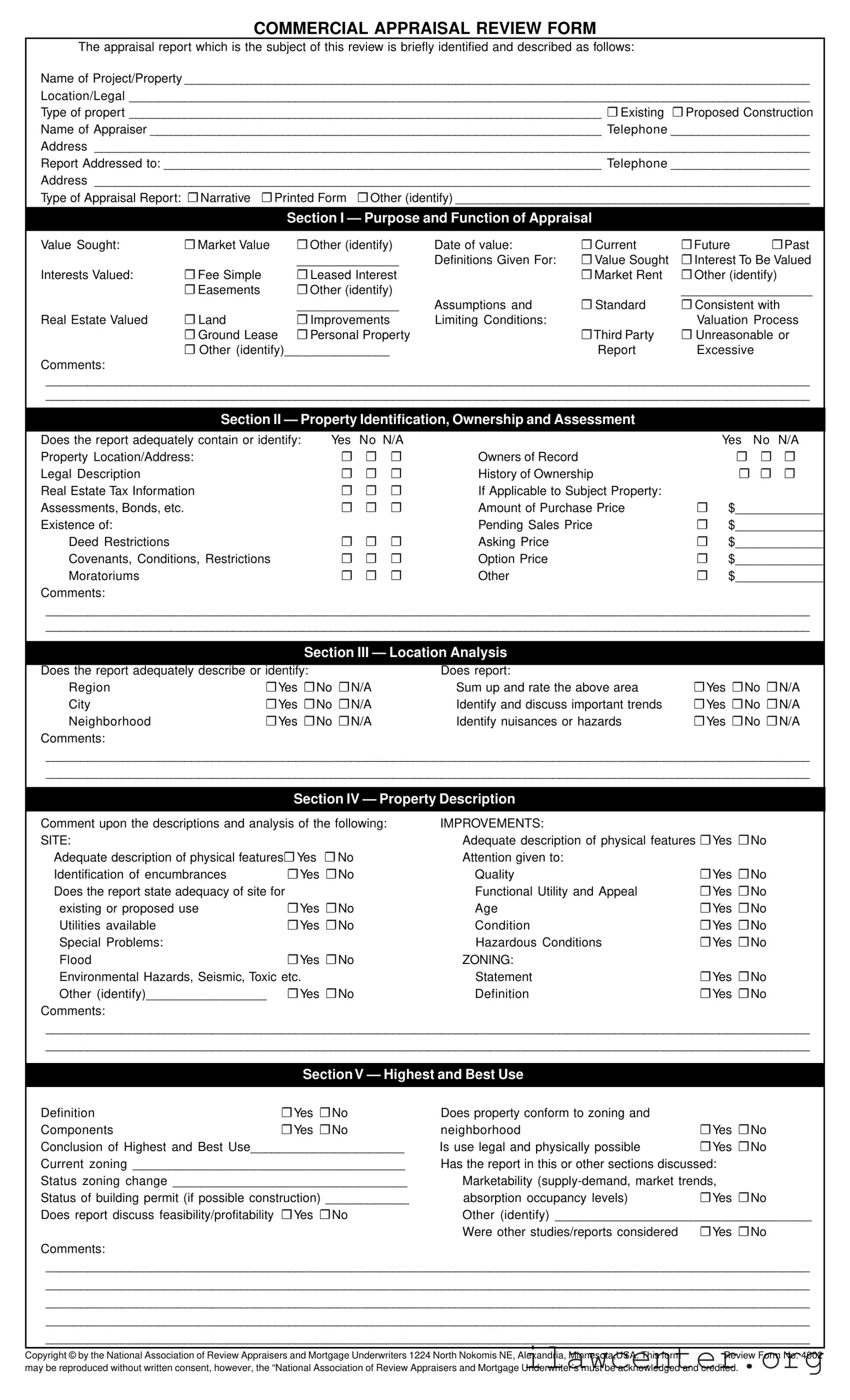 Review Commercial Appraisal PDF Template