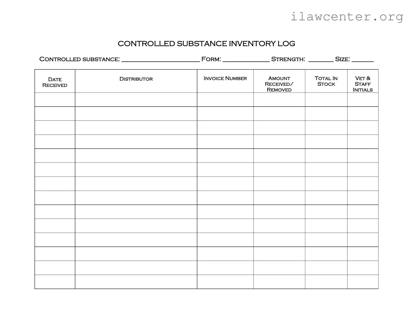 Controlled Drug Log PDF Template