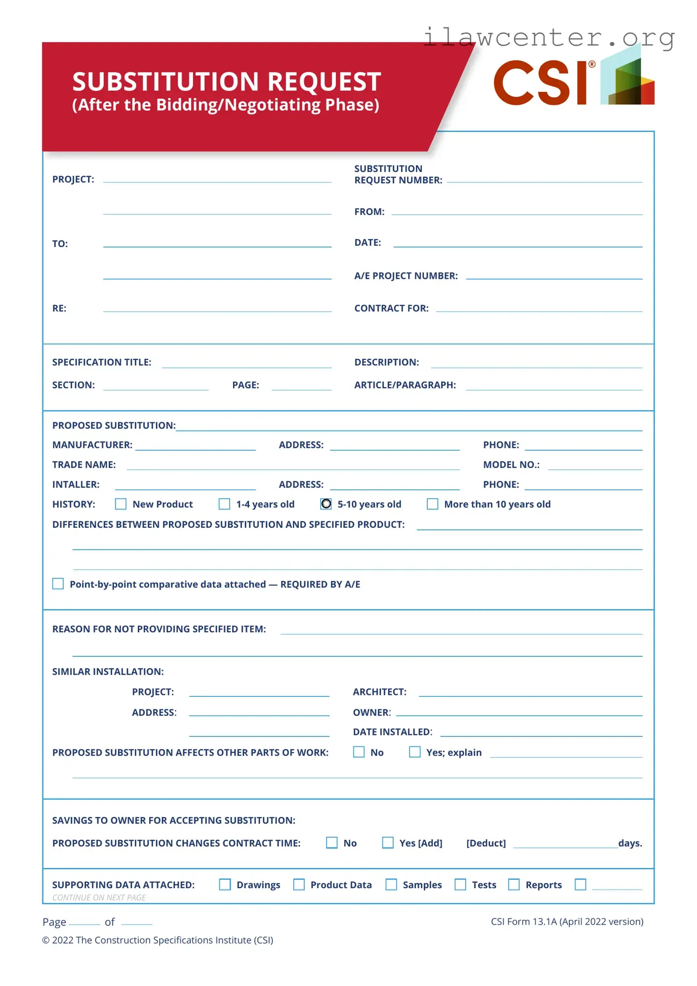 Csi 13 1A PDF Template