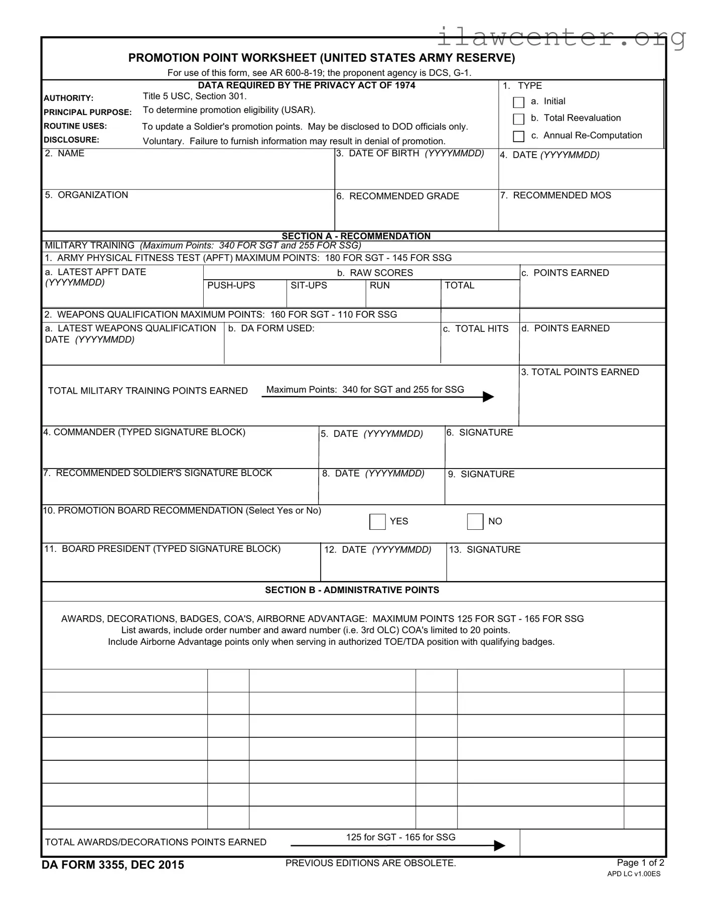 Da 3355 PDF Template