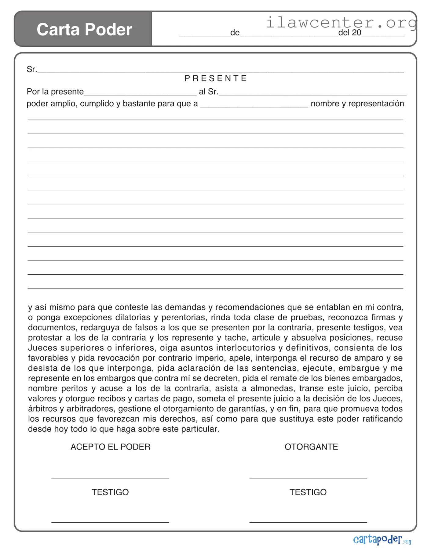 Carta Poder PDF Template