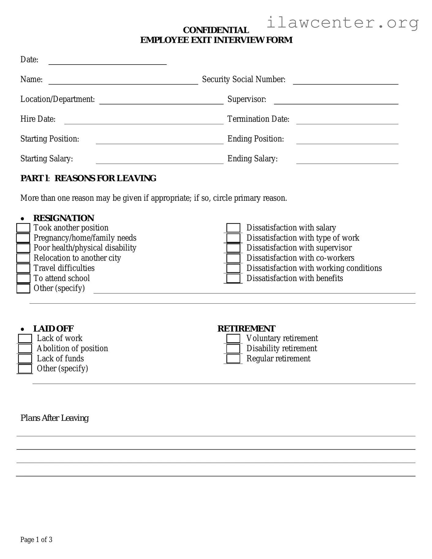Exit Interview PDF Template