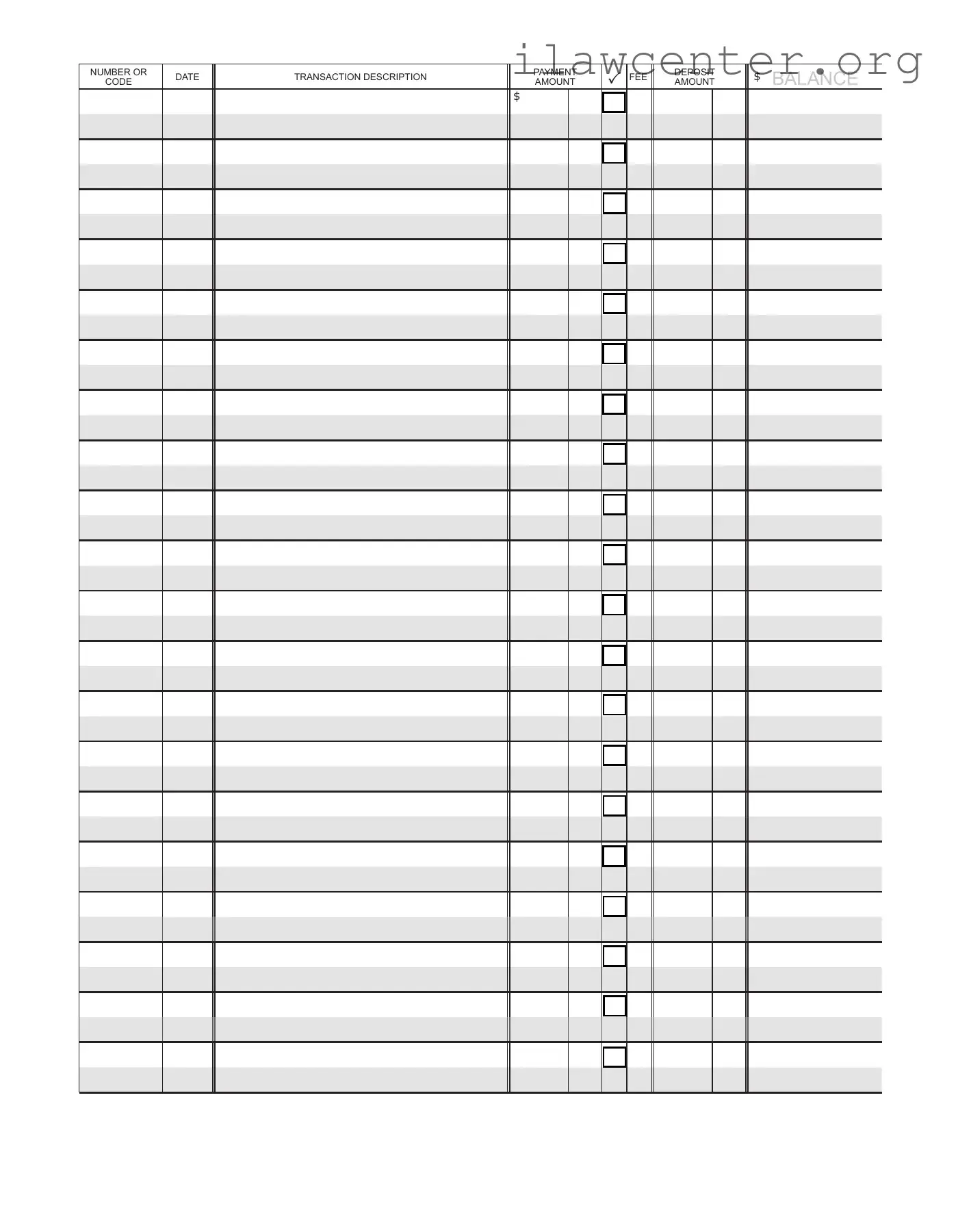 Check Register PDF Template