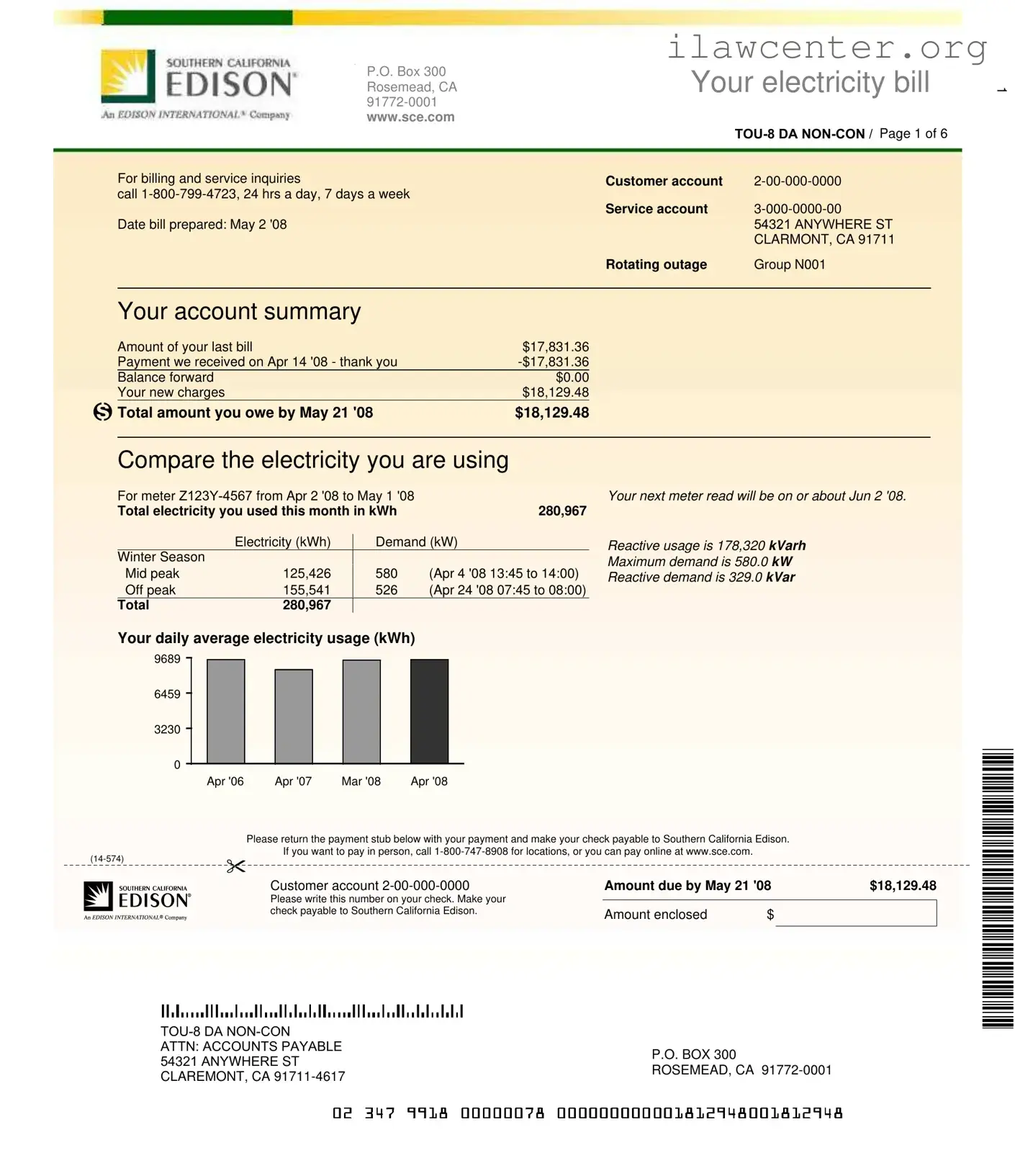Edison Electricity Bill PDF Template