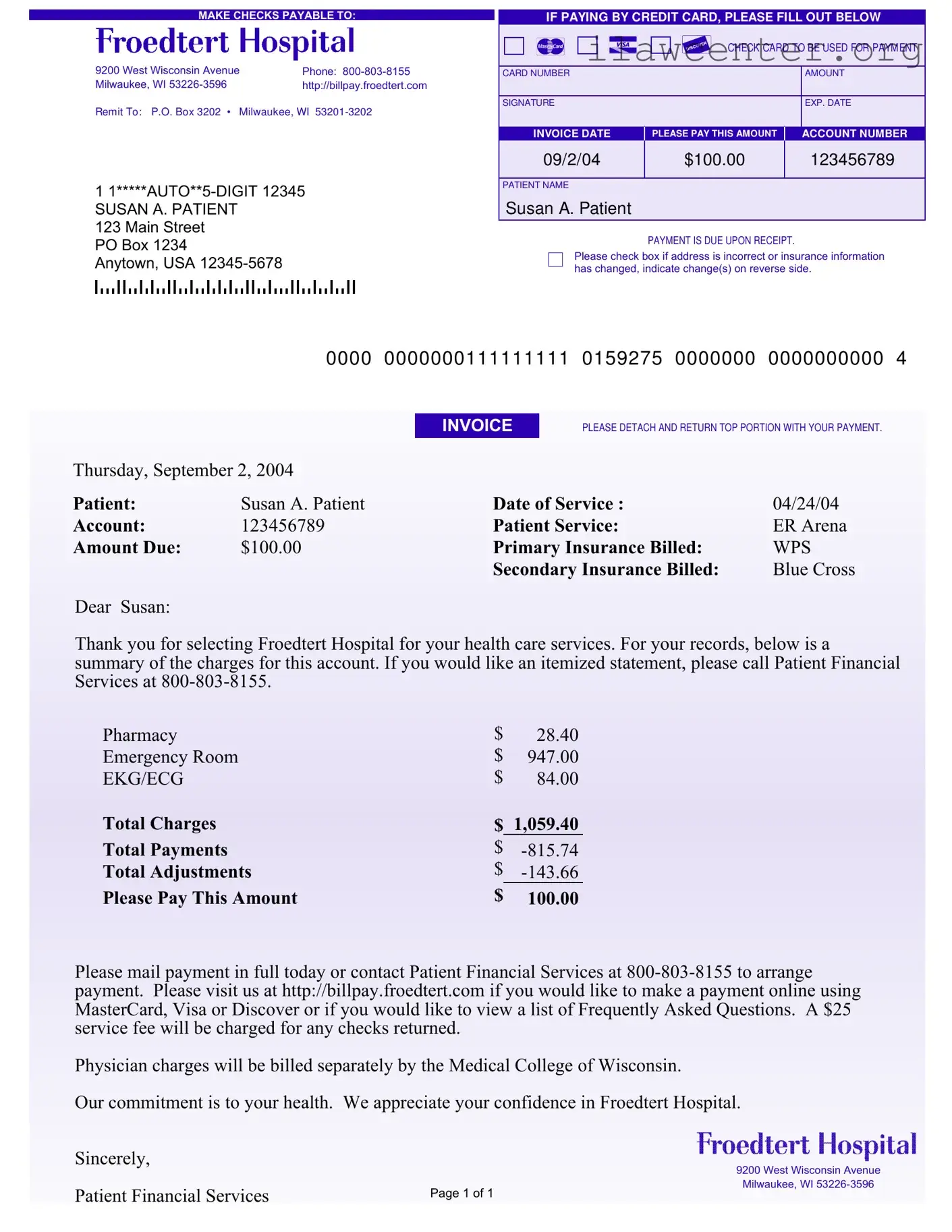 Hospital Bill PDF Template