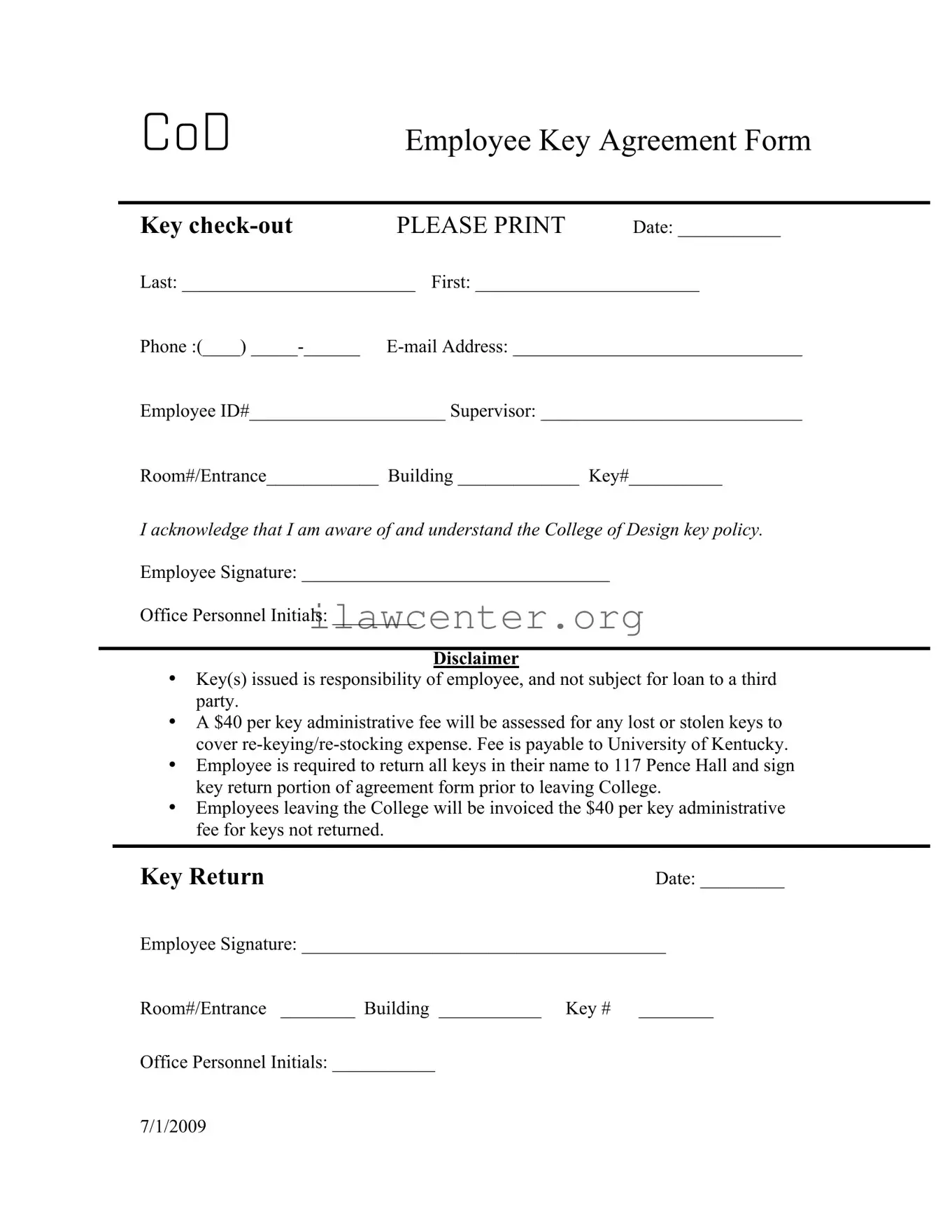 Key Agreement PDF Template