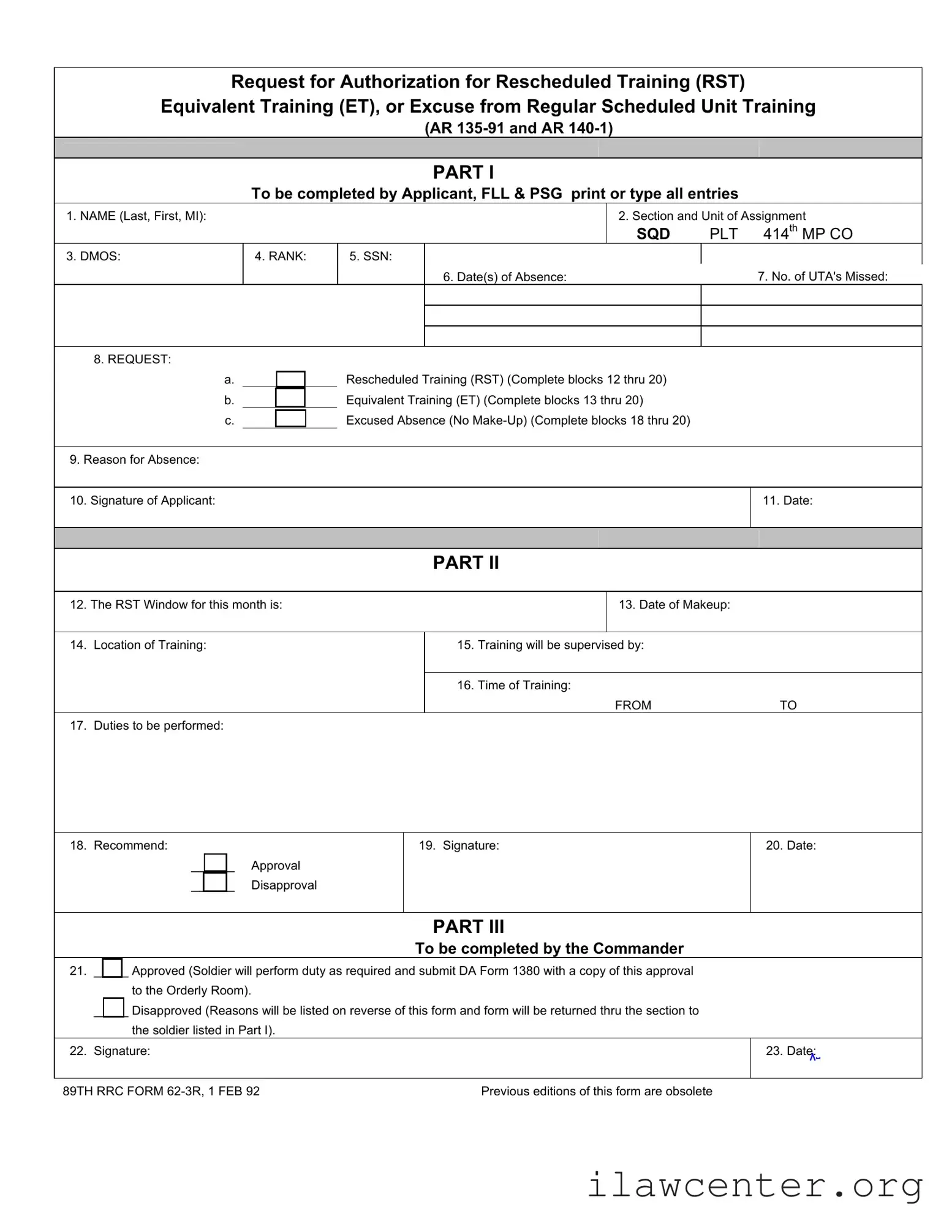 Rst Army PDF Template