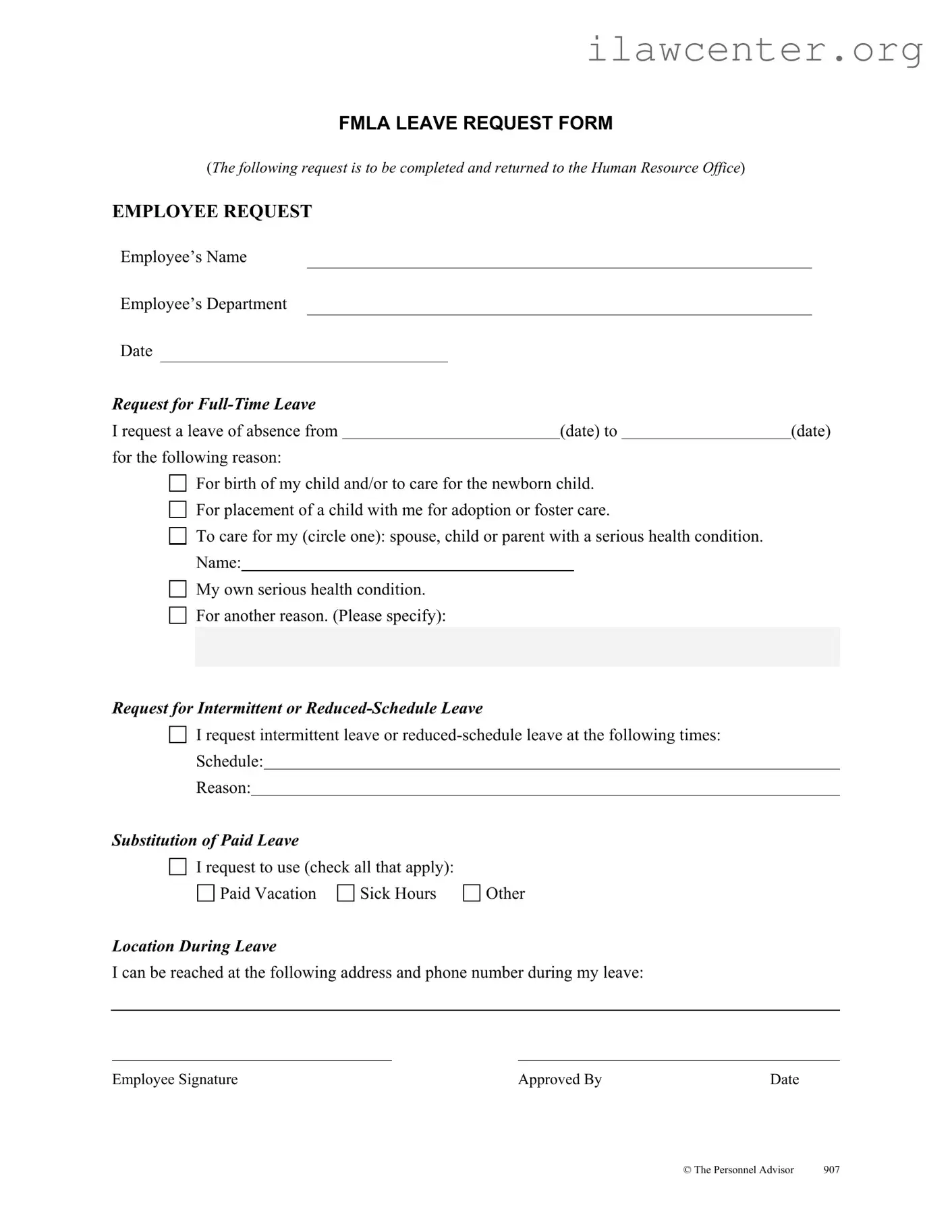 Fmla Leave PDF Template