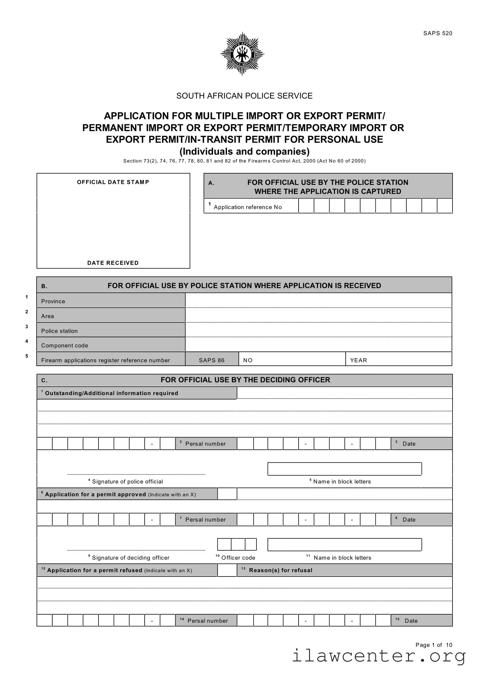 Saps 520 PDF Template