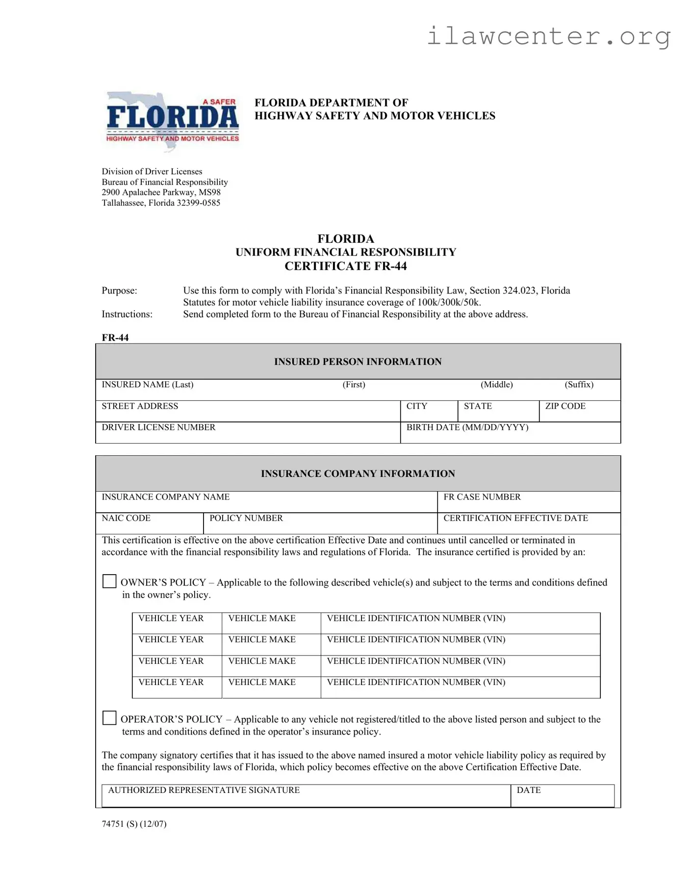 Fr44 Florida PDF Template
