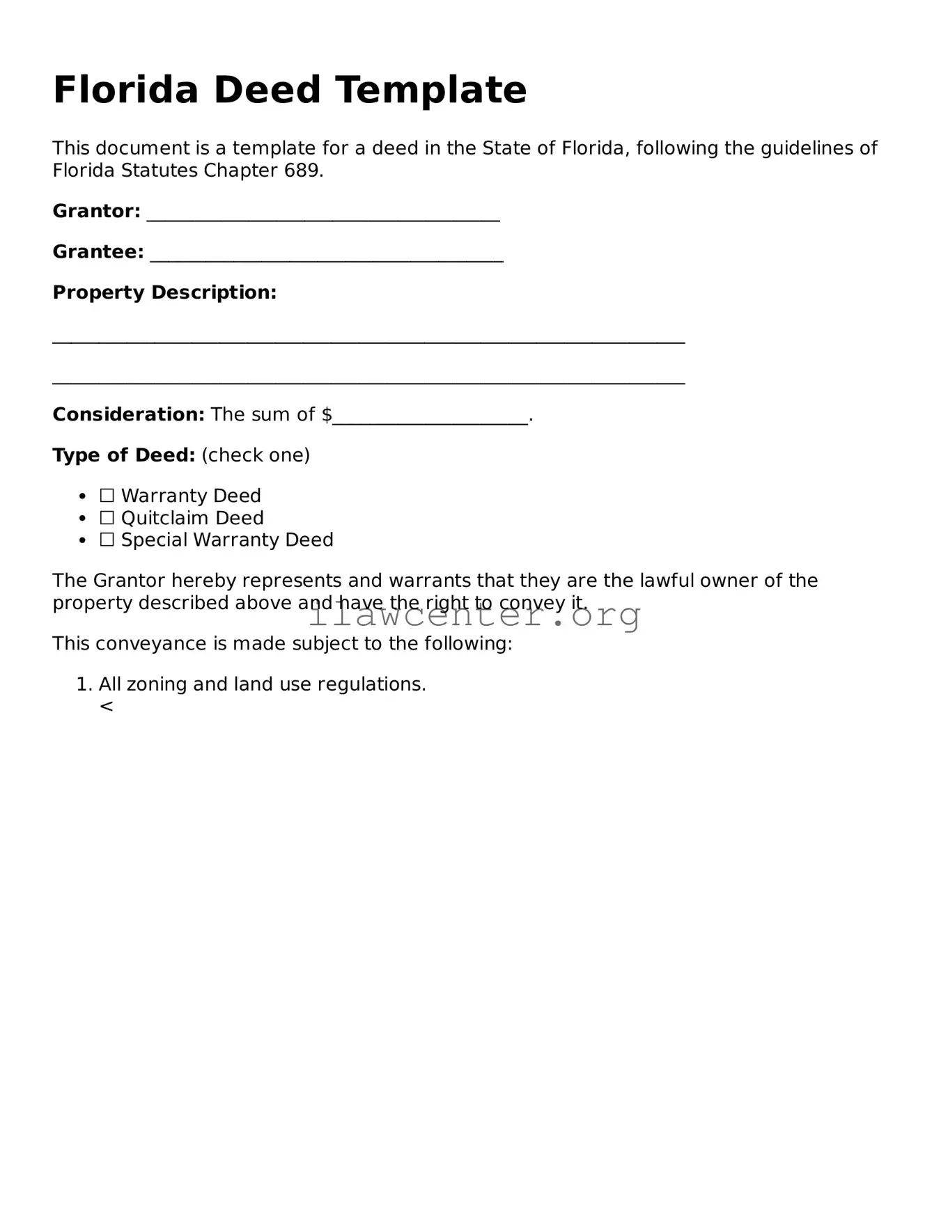 Attorney-Verified  Deed Document for Florida