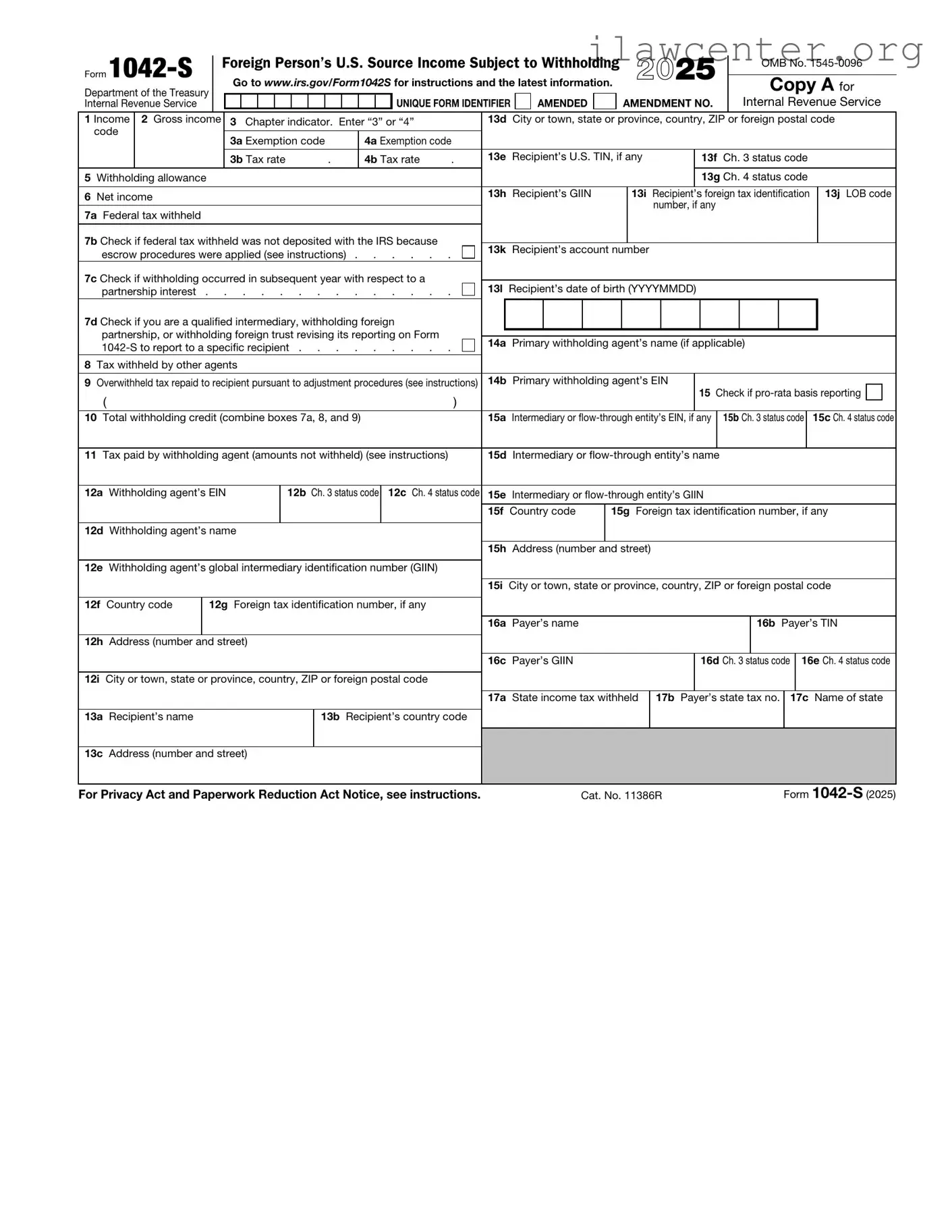 IRS 1042-S PDF Template
