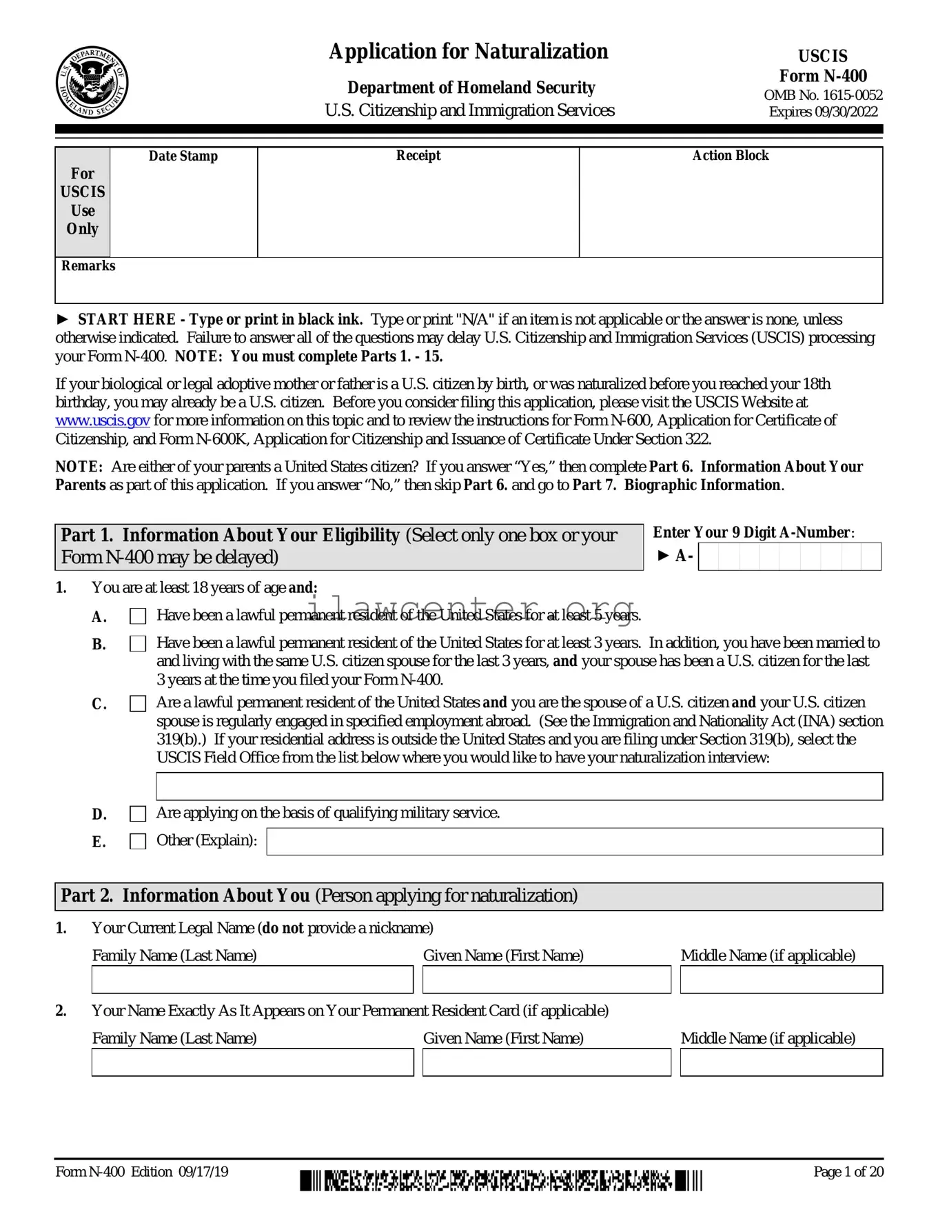 USCIS N-400 PDF Template