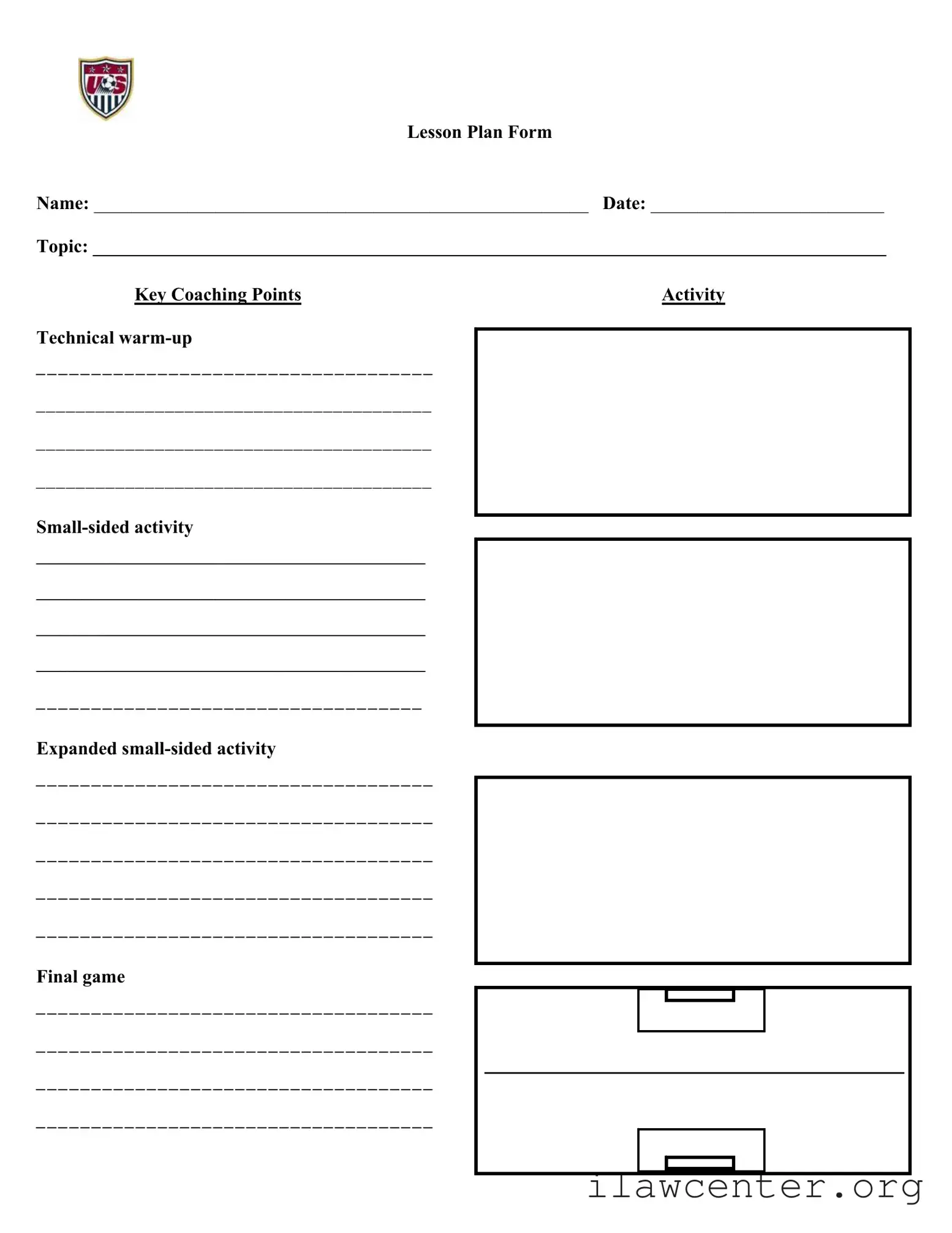 Soccer Training Session Plan PDF Template