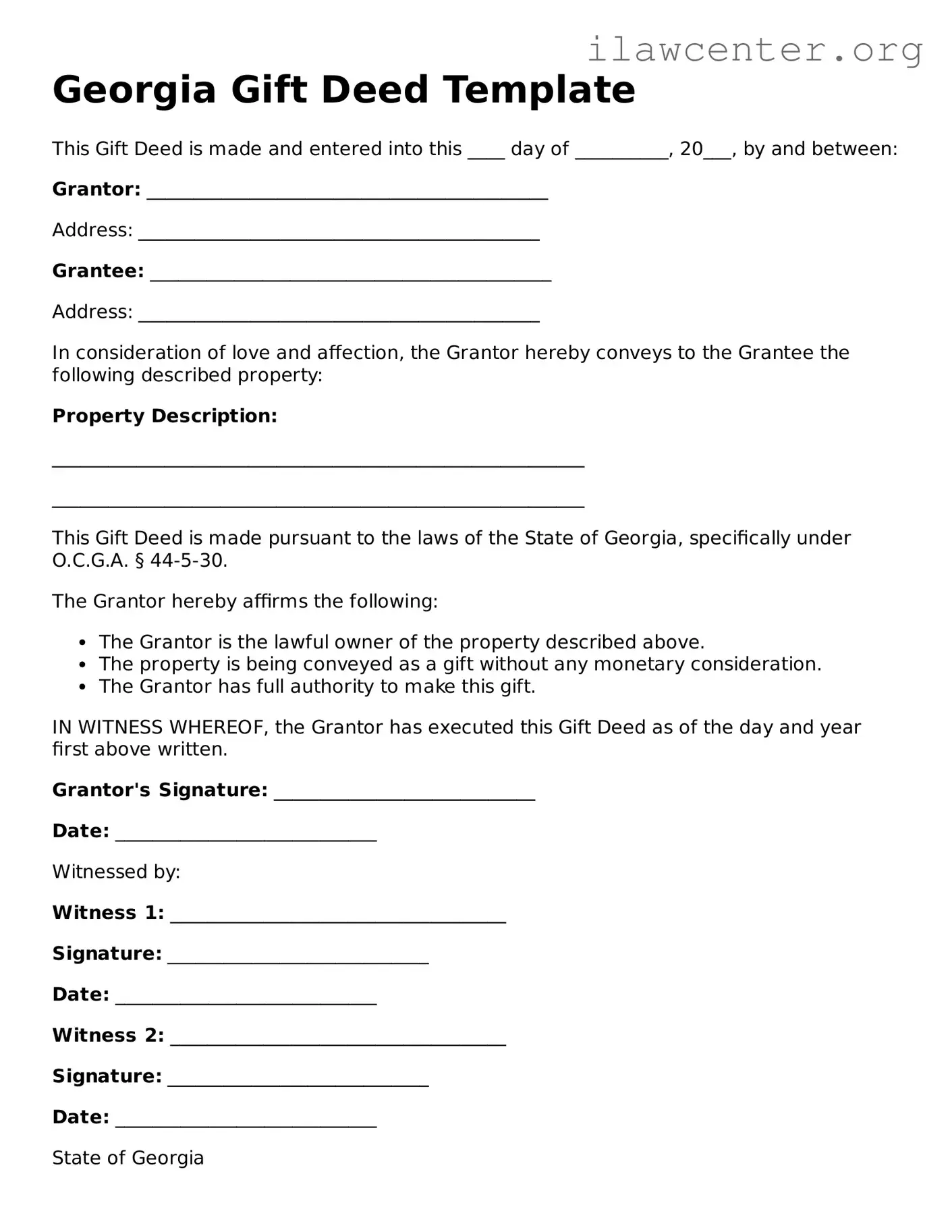Attorney-Verified  Gift Deed Document for Georgia