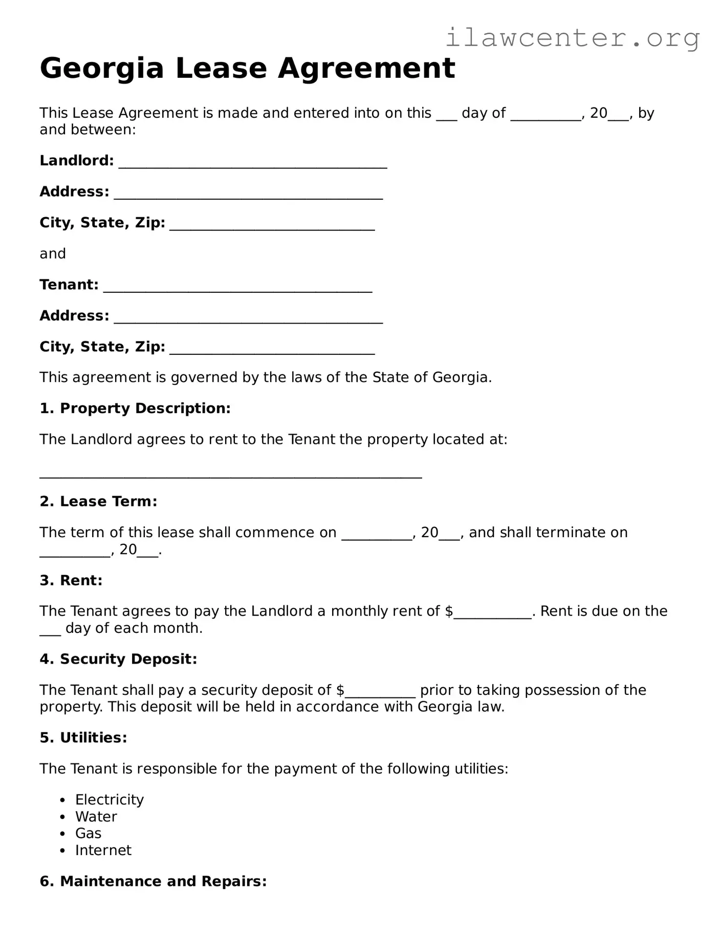 Attorney-Verified  Lease Agreement Document for Georgia