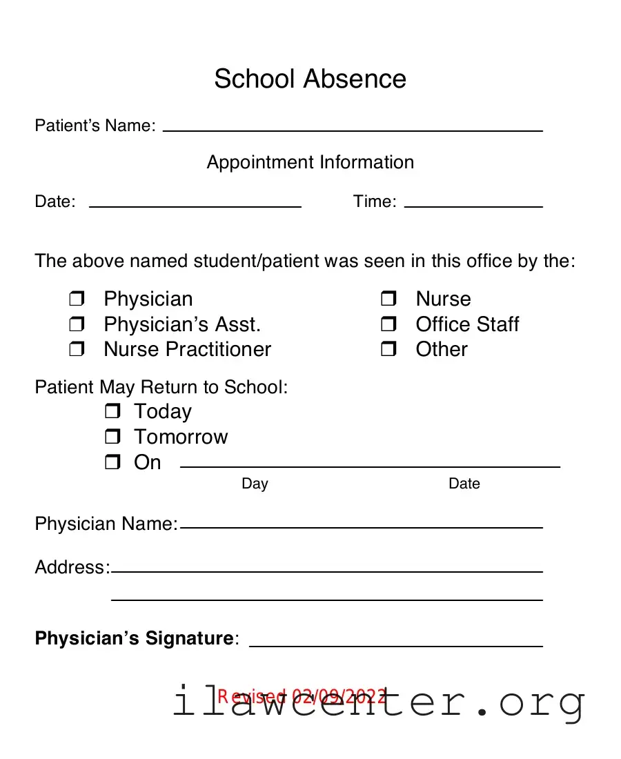 School Absence PDF Template
