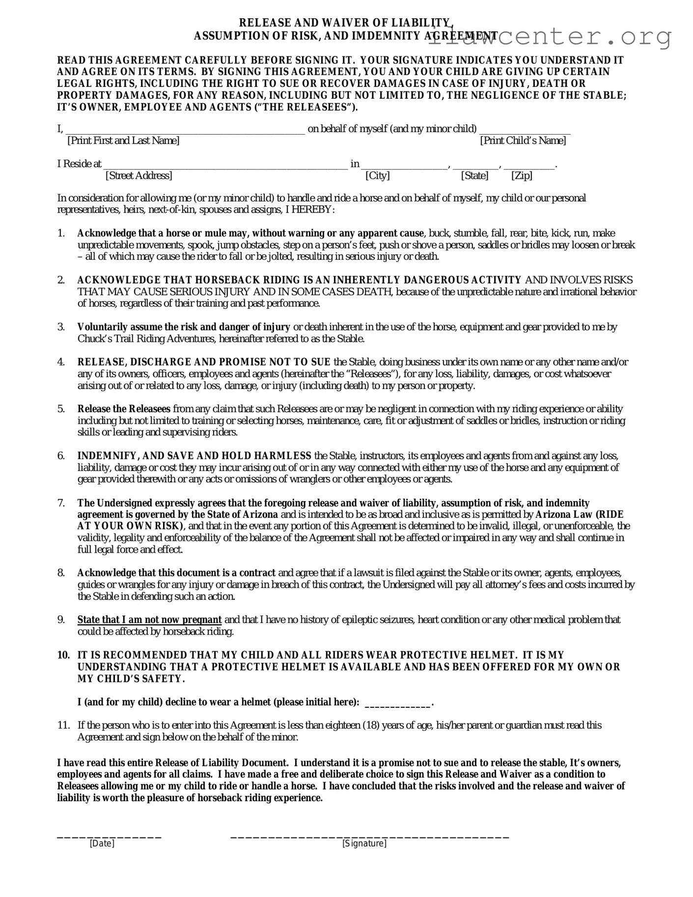 Horse Riding PDF Template