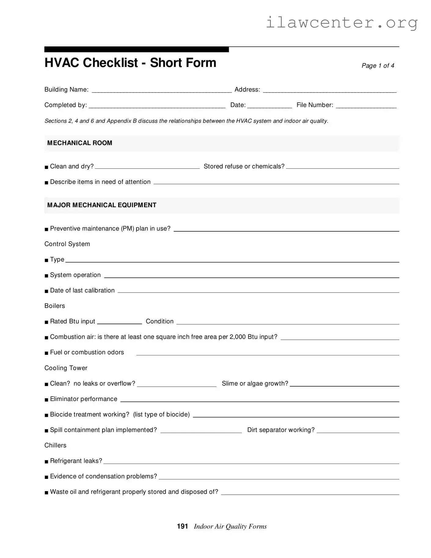 Hvac Inspection Checklist PDF Template