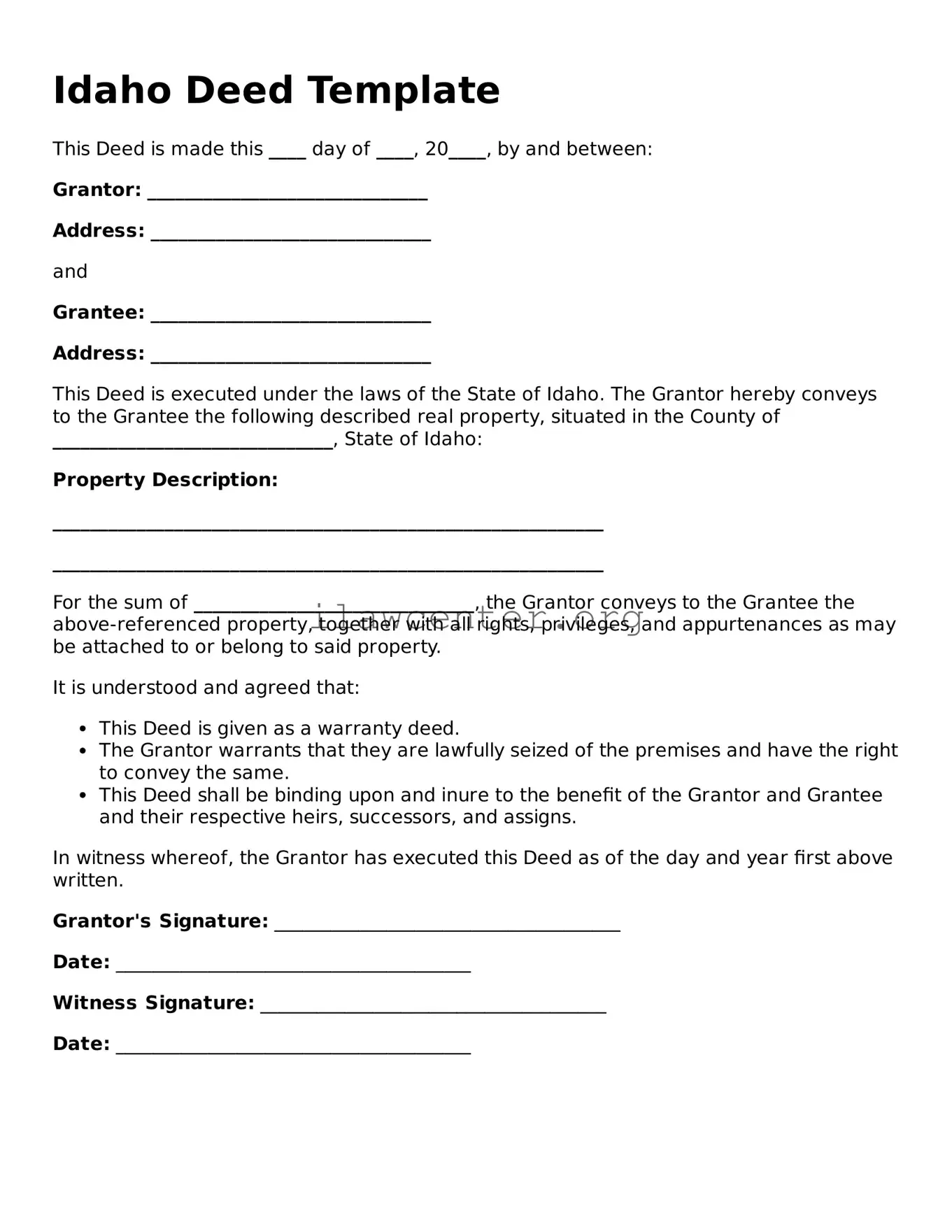 Attorney-Verified  Deed Document for Idaho