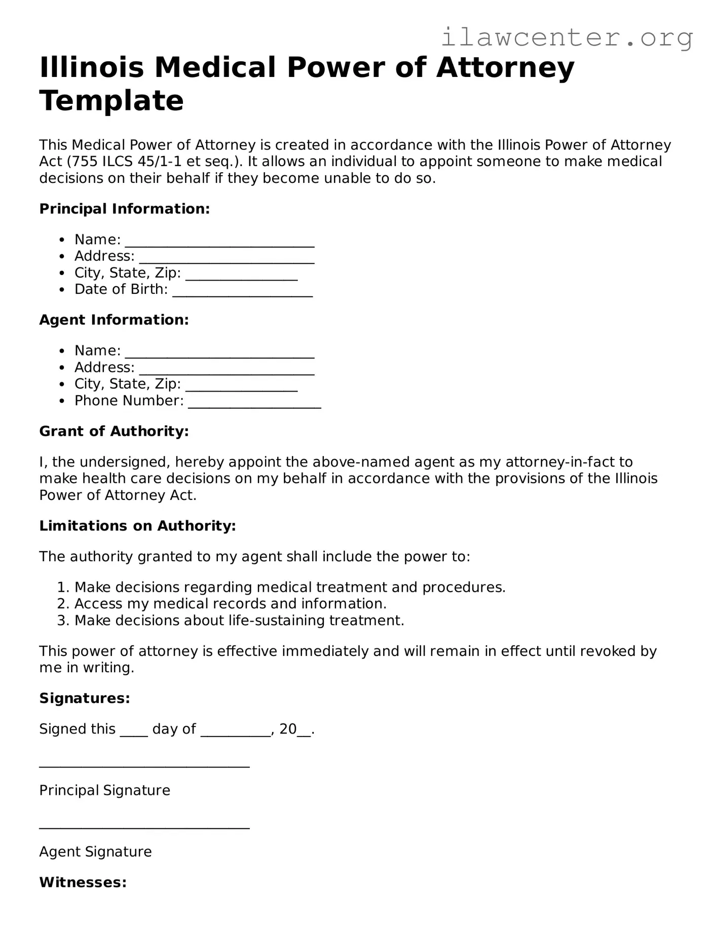 Attorney-Verified  Medical Power of Attorney Document for Illinois