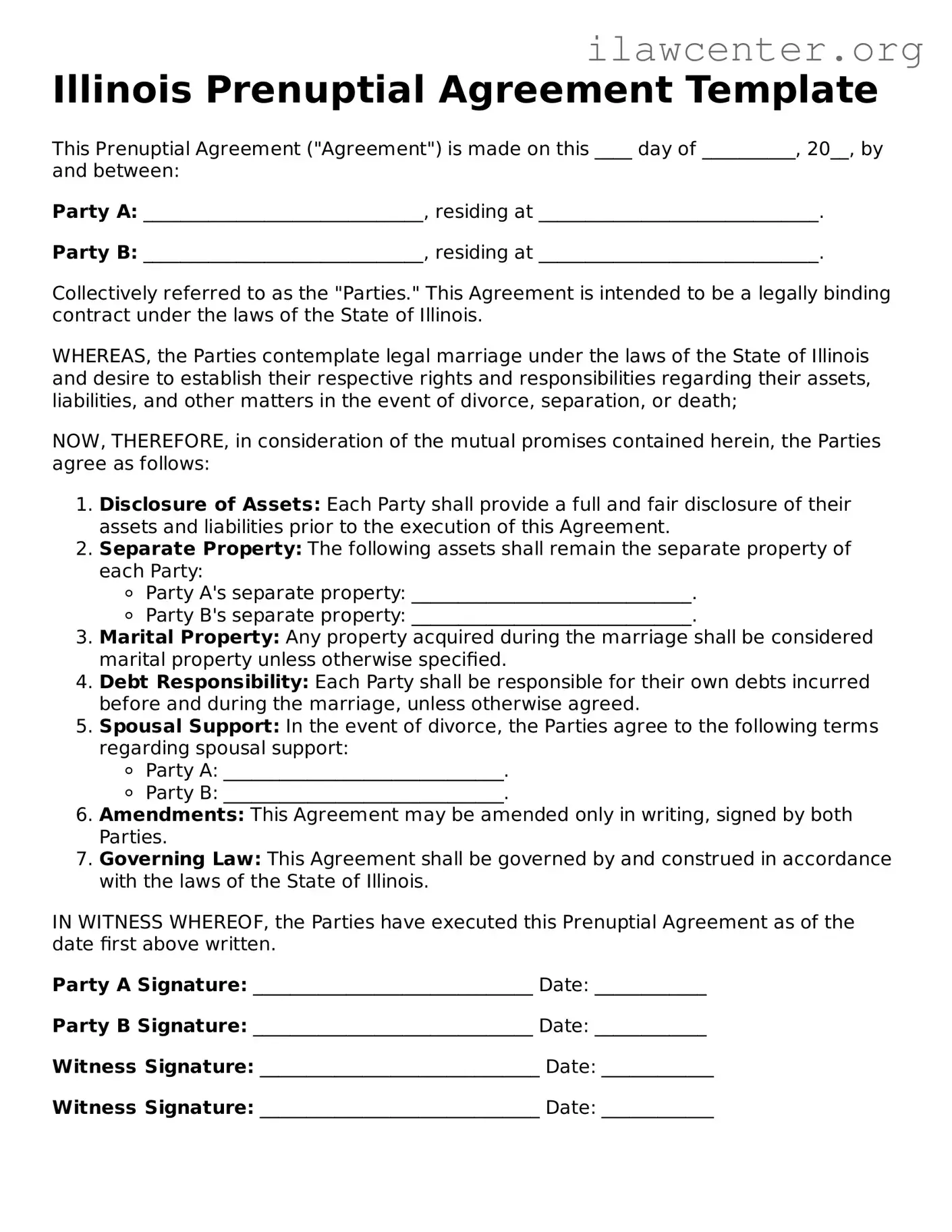 Attorney-Verified  Prenuptial Agreement Document for Illinois