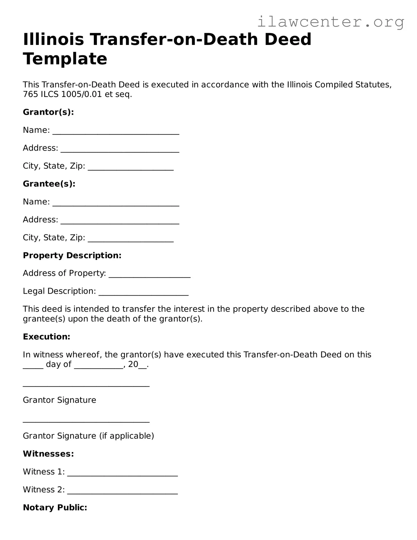 Attorney-Verified  Transfer-on-Death Deed Document for Illinois