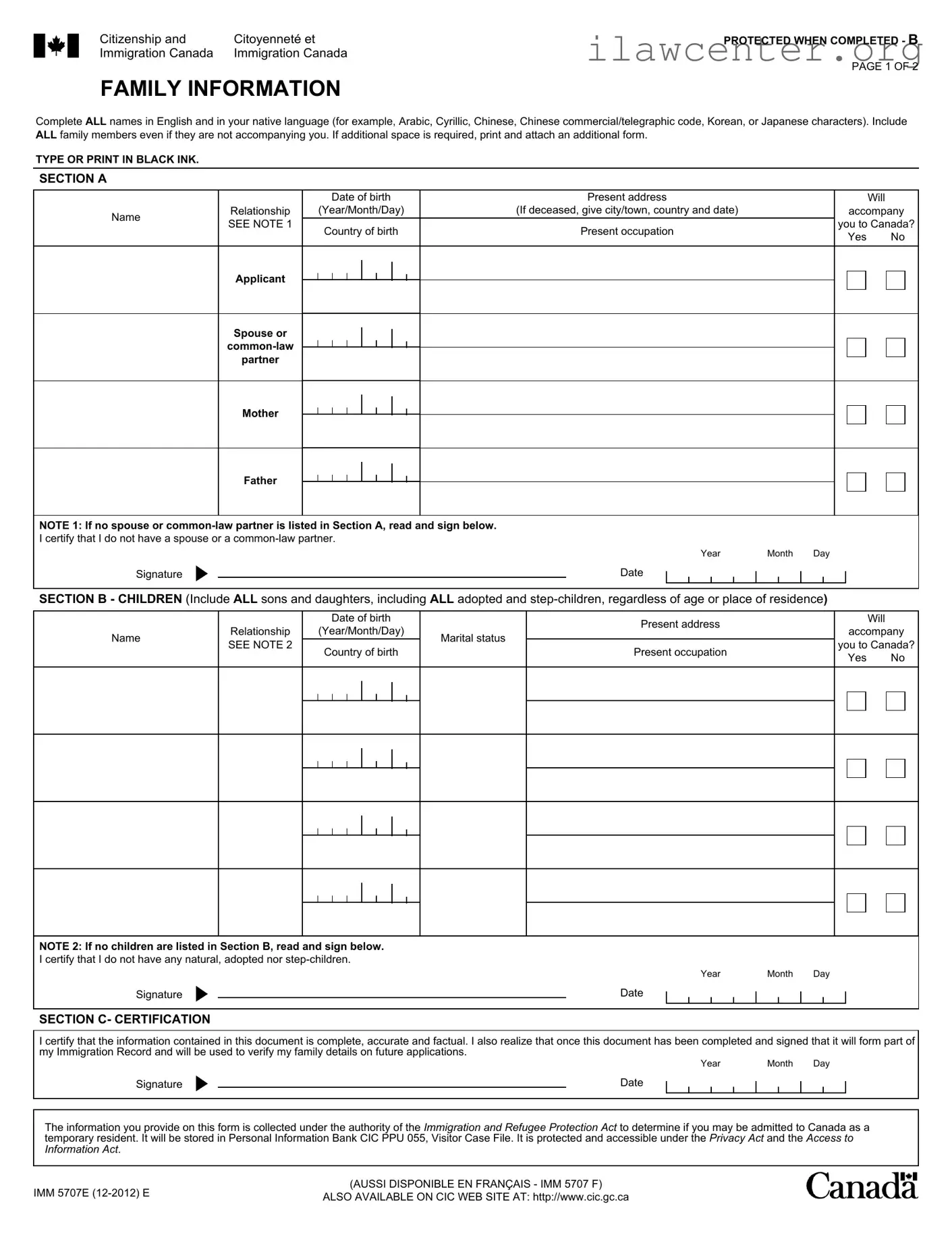 Imm5707 PDF Template